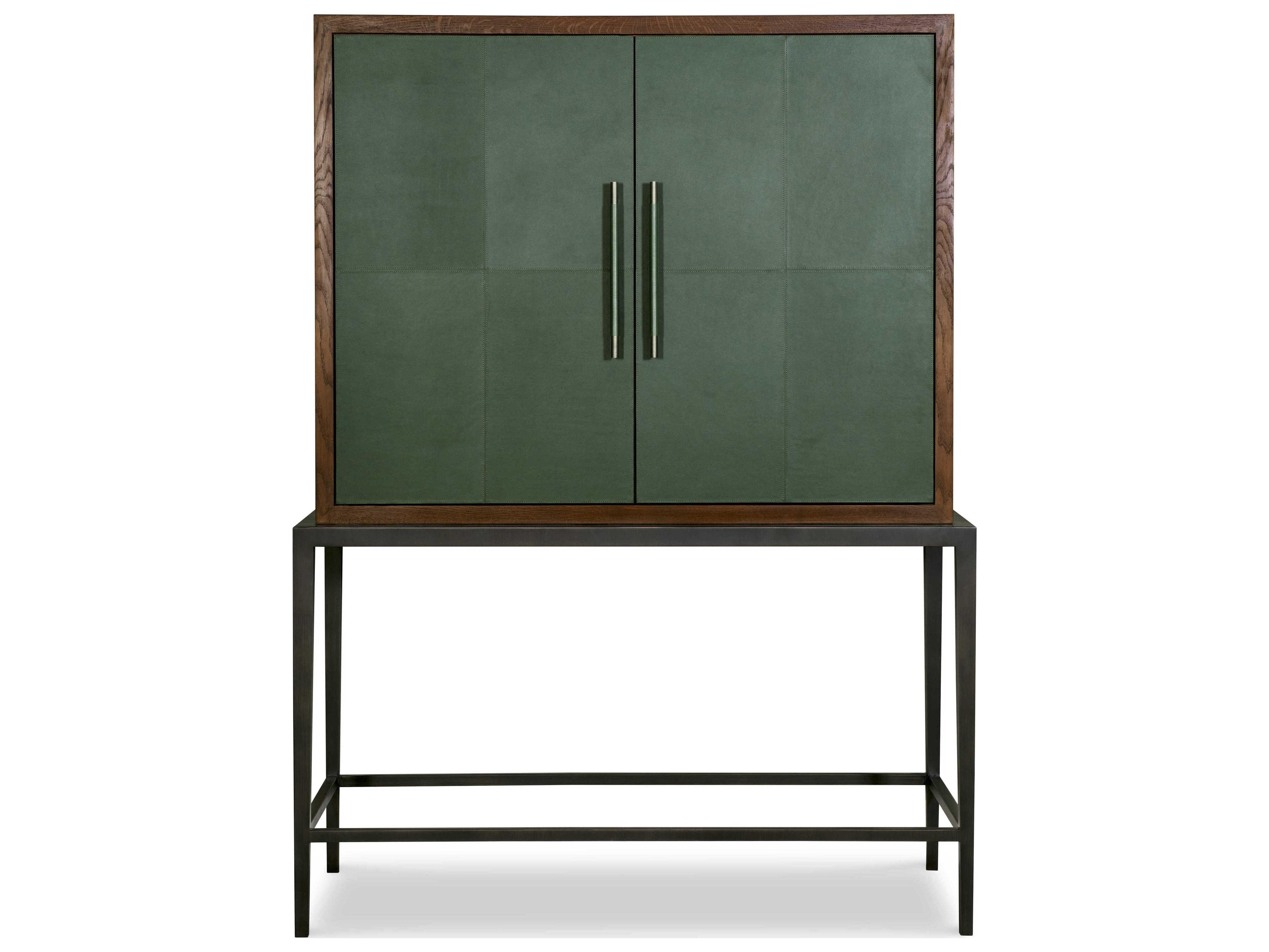 Century Furniture Grand Tour Scheffer Green Oak Wood Bar Cabinet