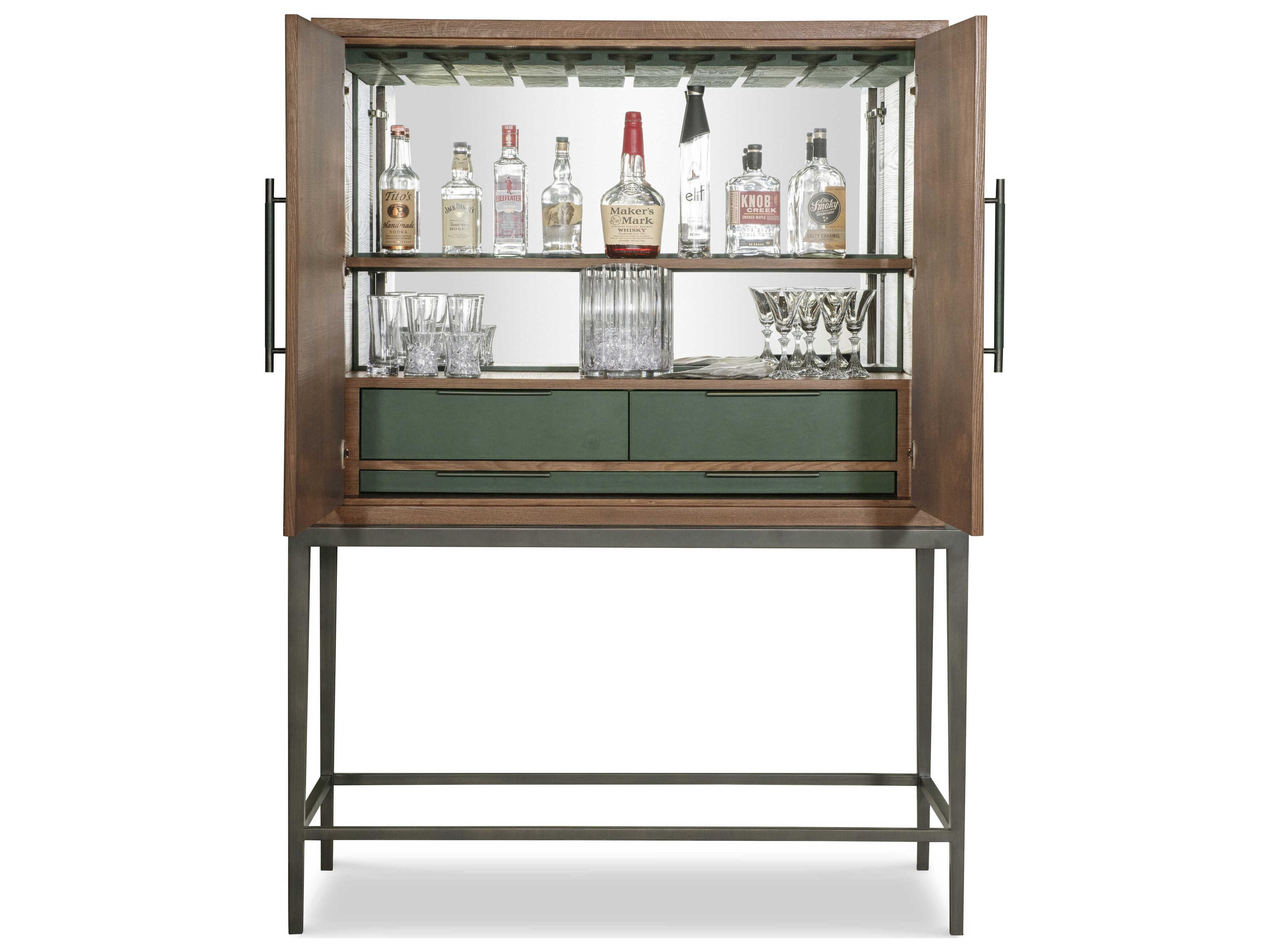 Century Furniture Grand Tour Scheffer Green Oak Wood Bar Cabinet