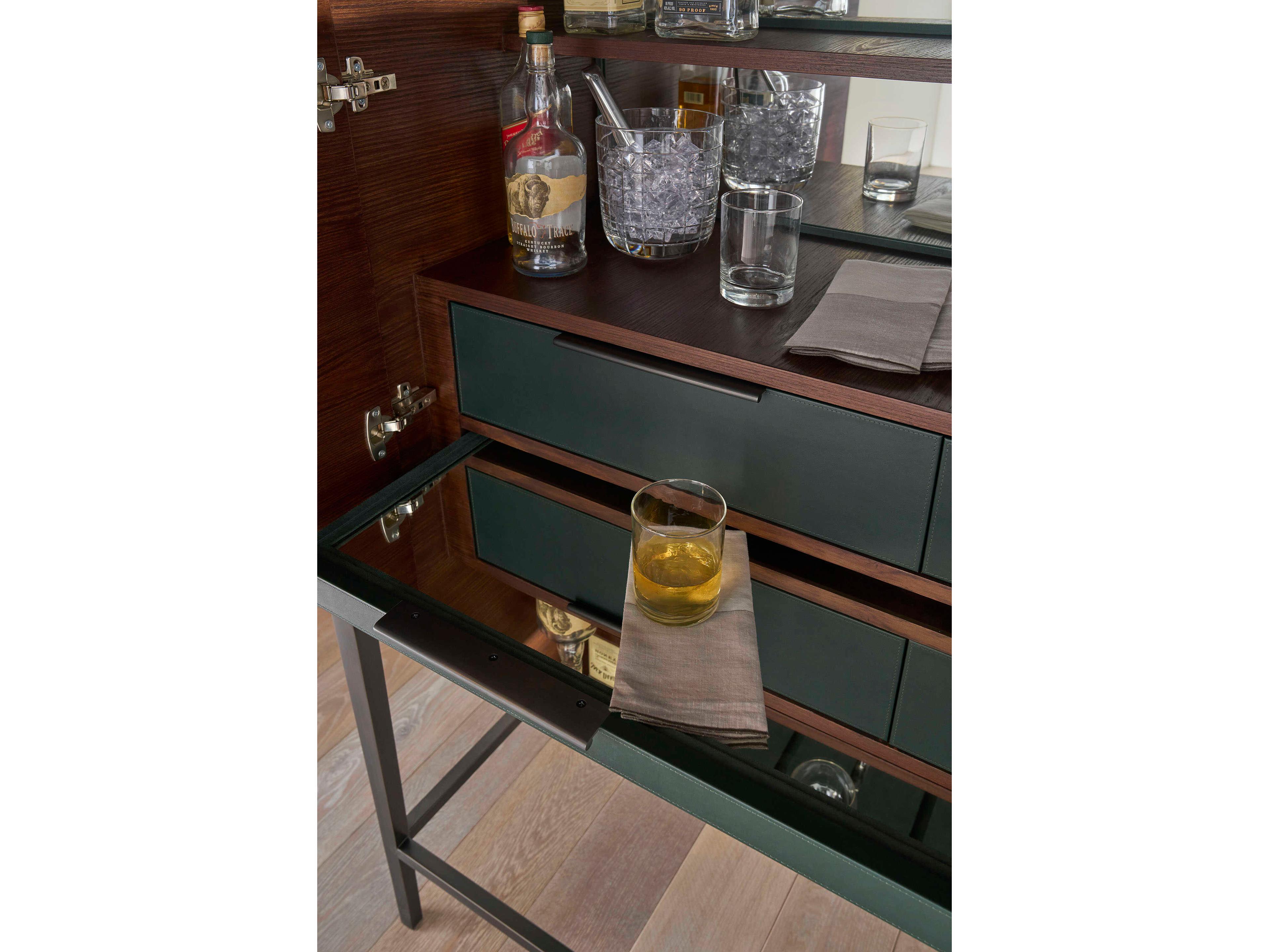 Century Furniture Grand Tour Scheffer Green Oak Wood Bar Cabinet