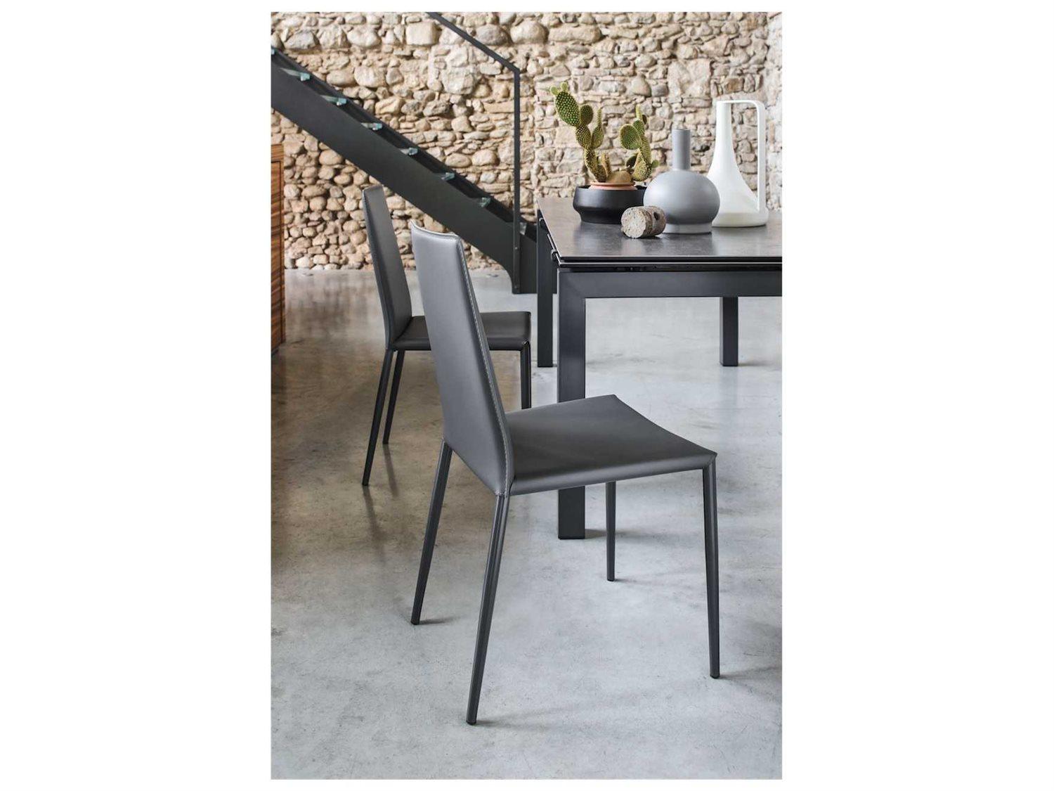 Connubia Boheme Black Faux Leather Armless Dining Chair