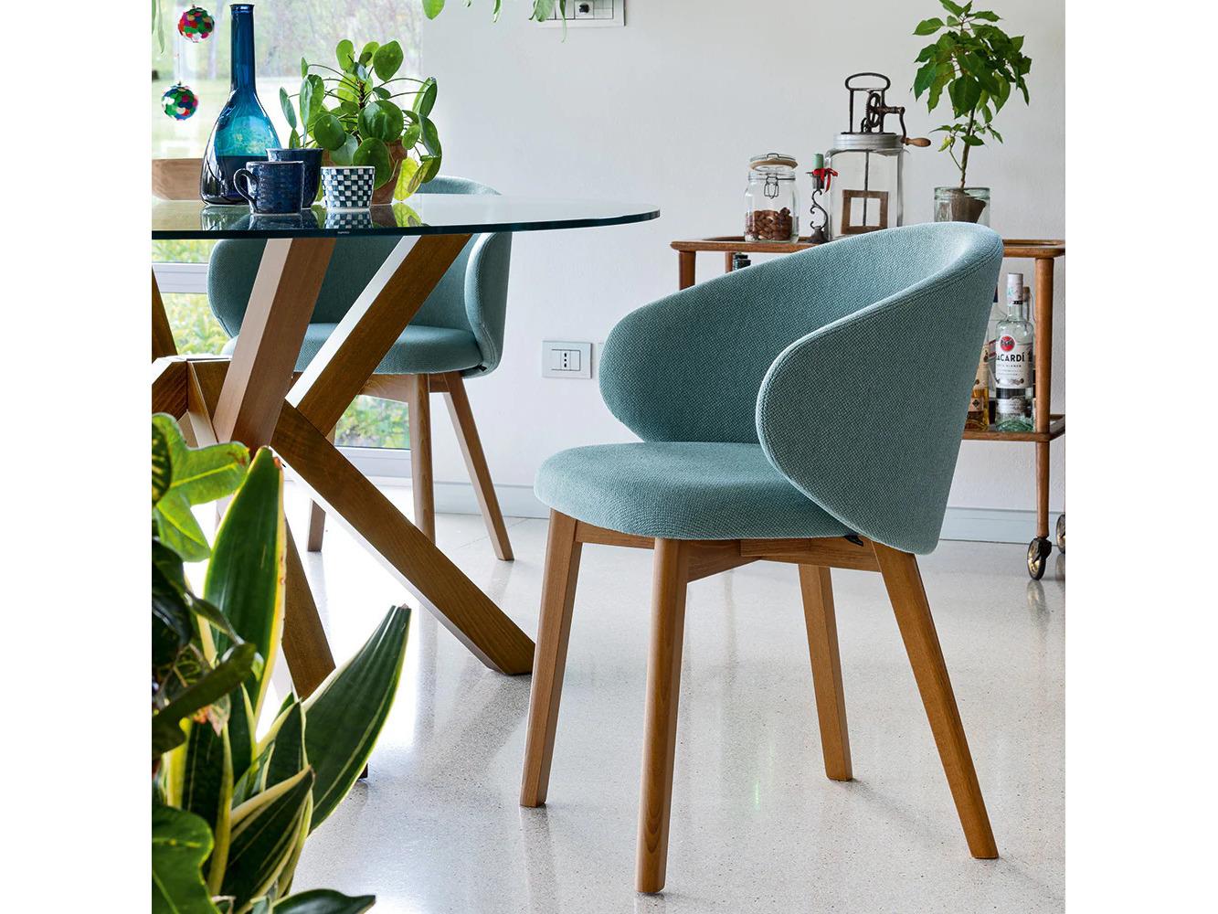 Connubia Tuka Beech Wood Gray Upholstered Arm Dining Chair