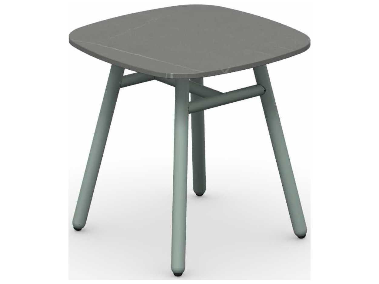 Connubia Outdoor Yo Matt Thyme Green / Piasentina Grey Aluminum Ceramic Square End Table