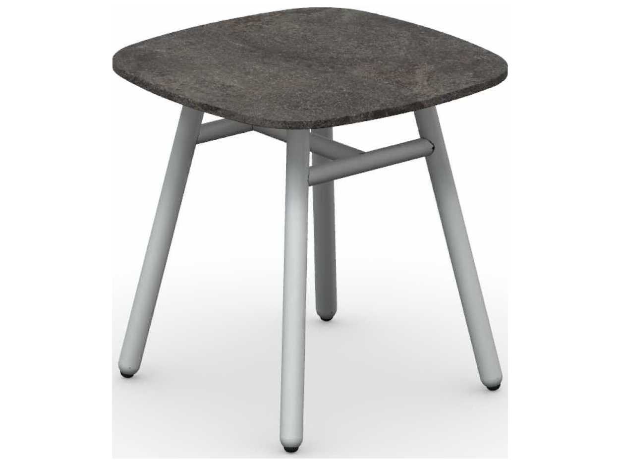 Connubia Outdoor Yo Matt Optic White / Porphyry Brown Aluminum Ceramic Square End Table