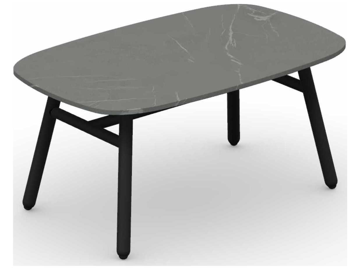 Connubia Outdoor Yo Matt Black / Piasentina Grey Aluminum Ceramic Rectangular Coffee Table