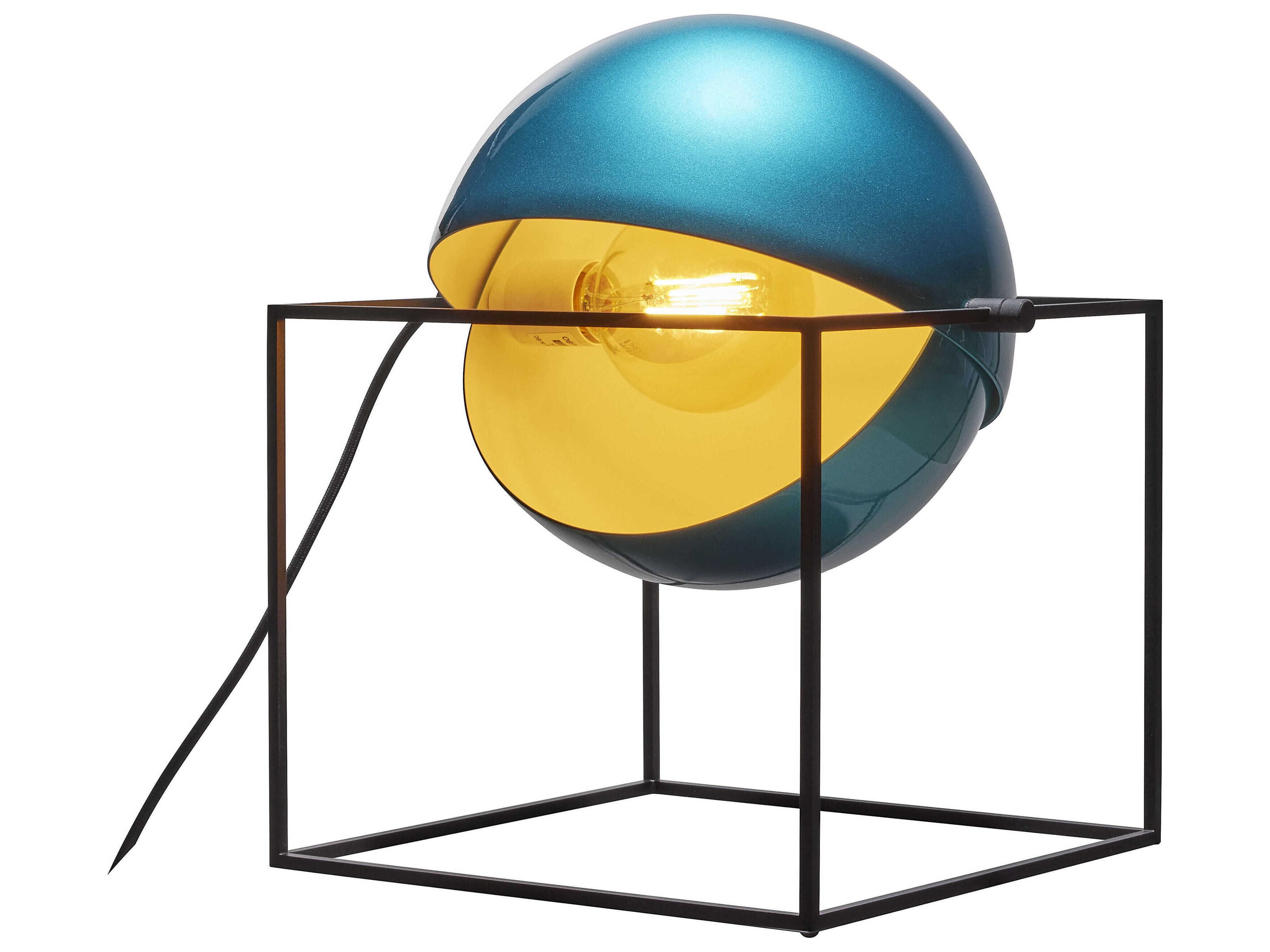 Carpyen El Cubo Metallic Turquoise Blue Table Lamp