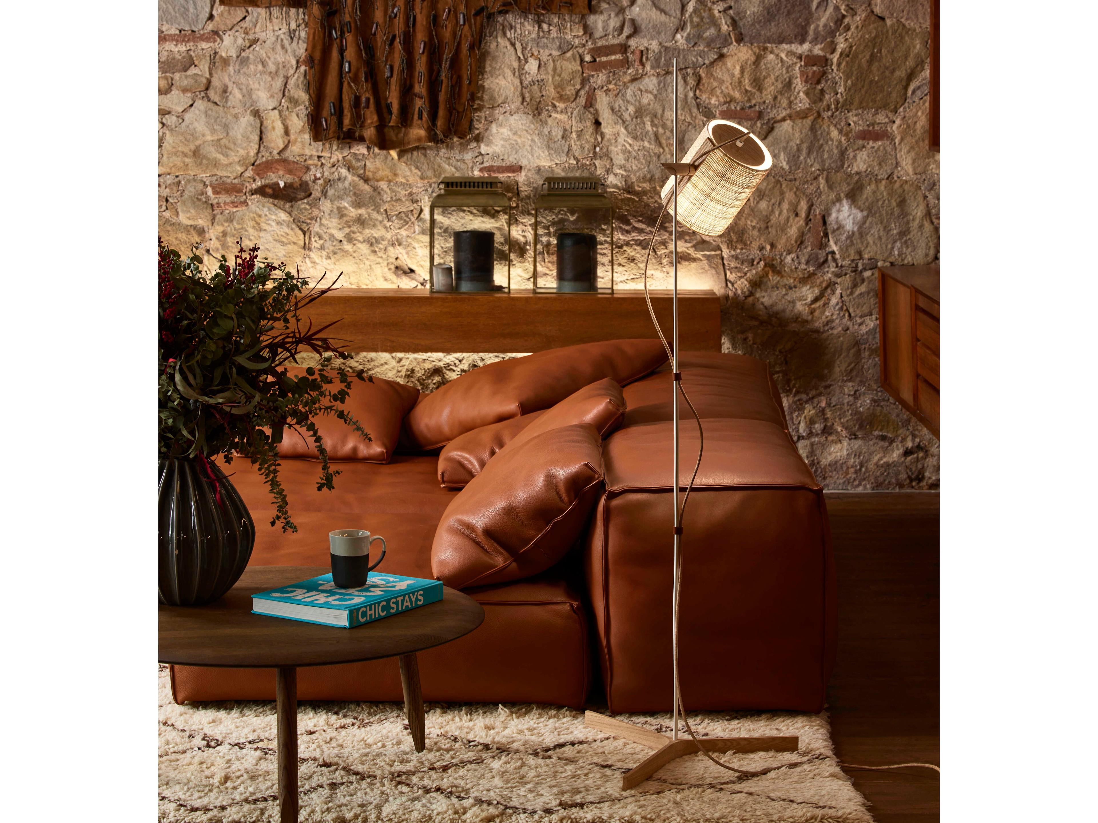 Carpyen Magnetic Natural Oak Saguran Fiber Brown Floor Lamp