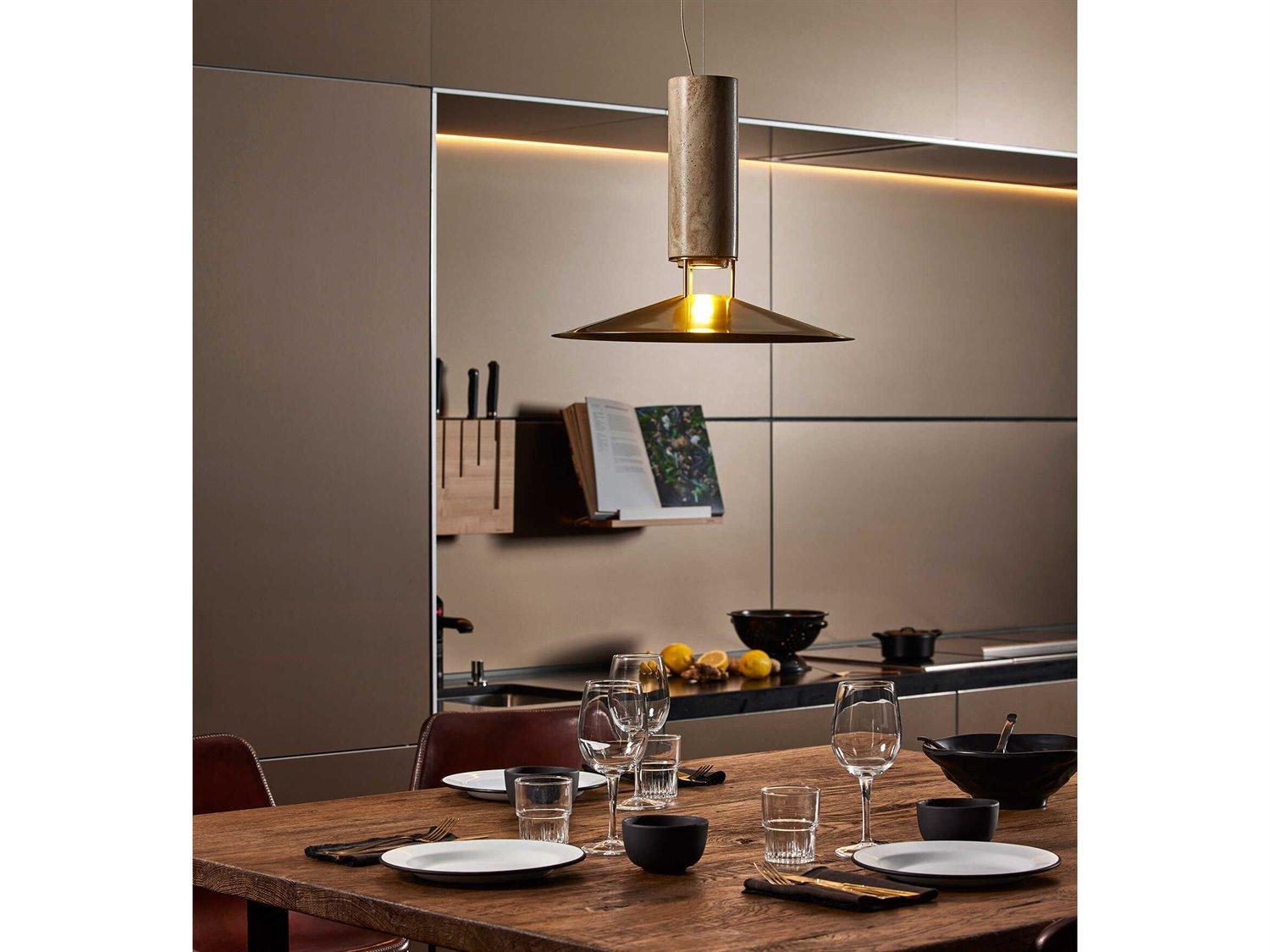 Carpyen Rebound 1-Light Travertine Gold Pendant