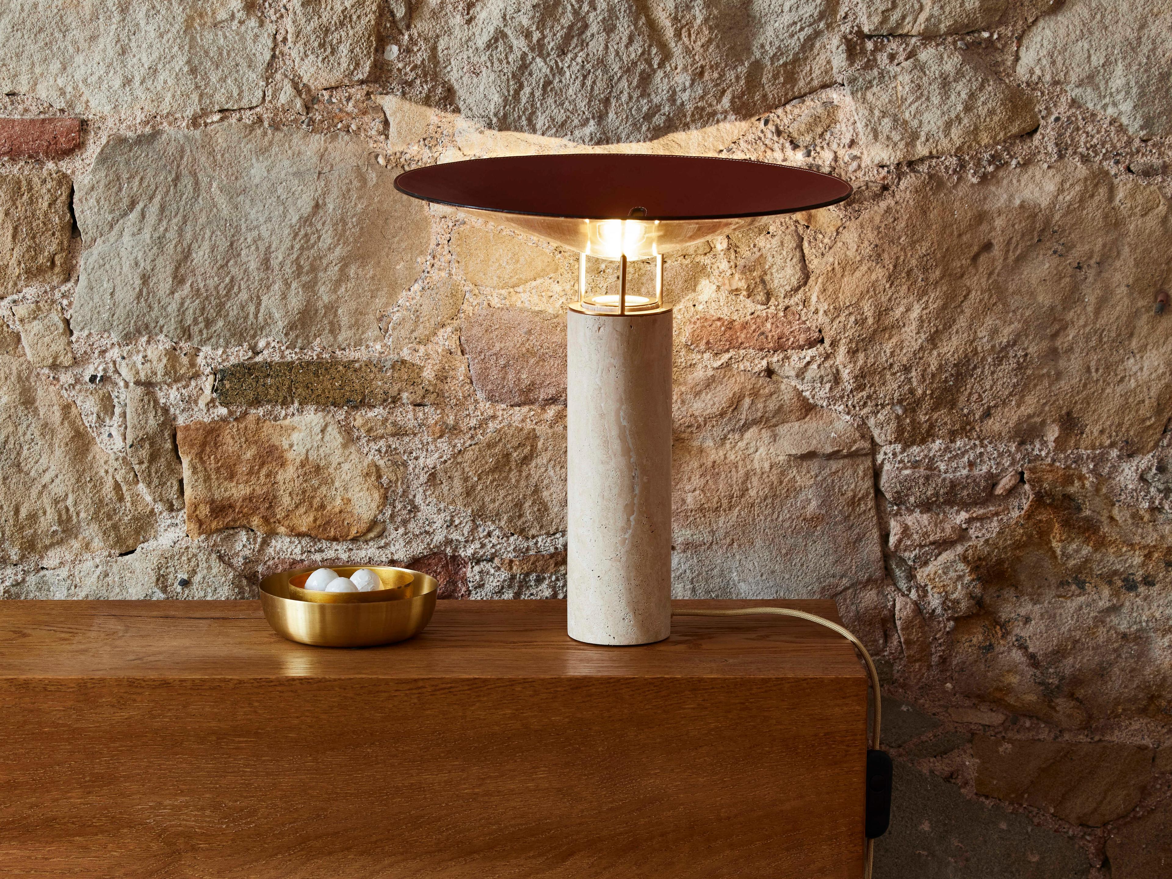 Carpyen Rebound Travertine Off White Table Lamp