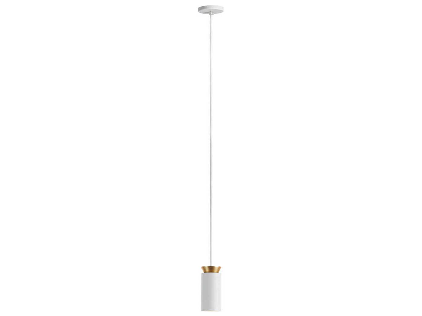 Carpyen Triana 1-Light White Satin Gold Cylinder Mini Pendant