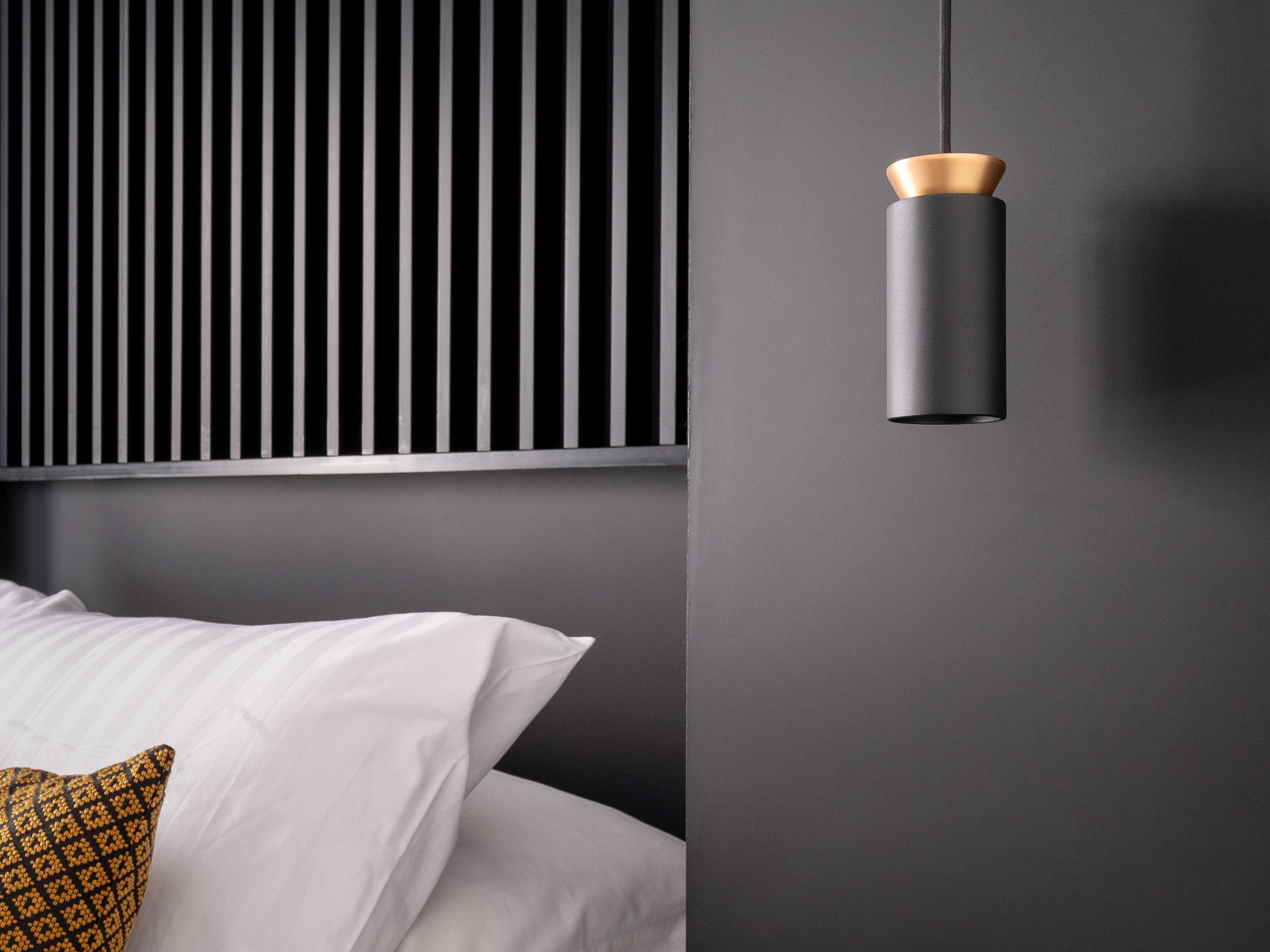 Carpyen Triana 1-Light Black Satin Gold Cylinder Mini Pendant