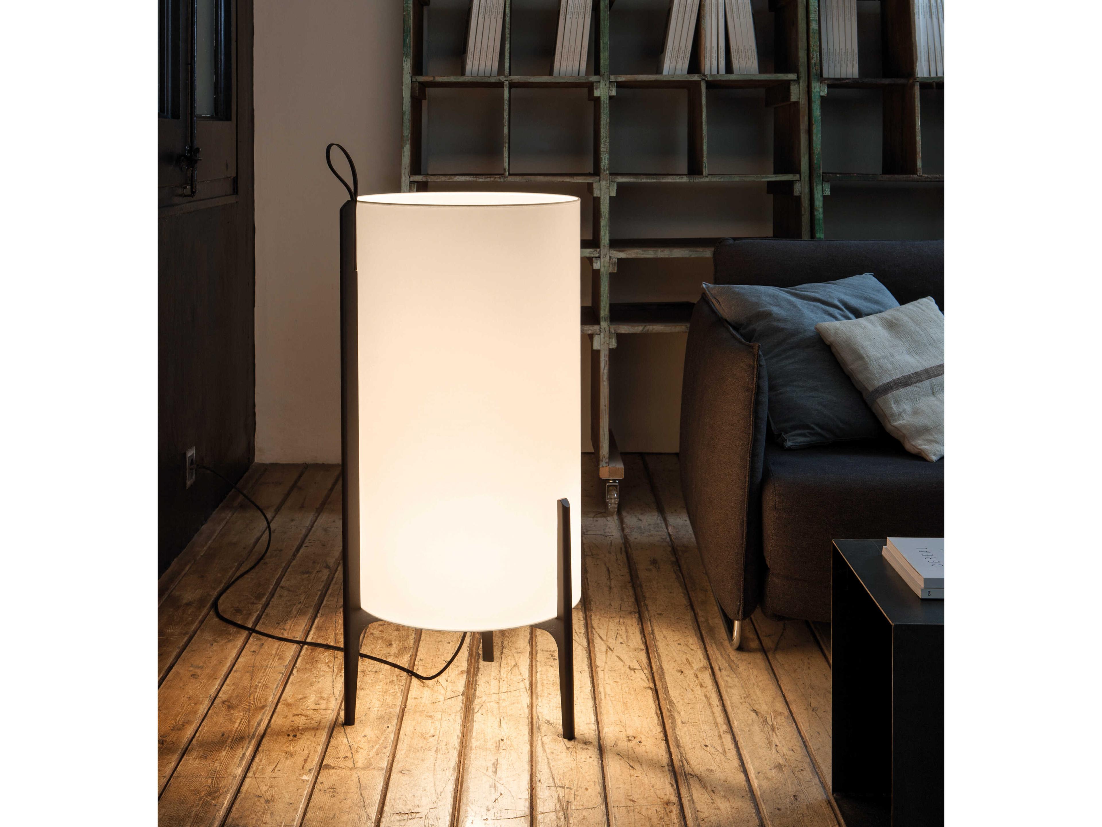 Carpyen Greta Black Oak White Linen Floor Lamp