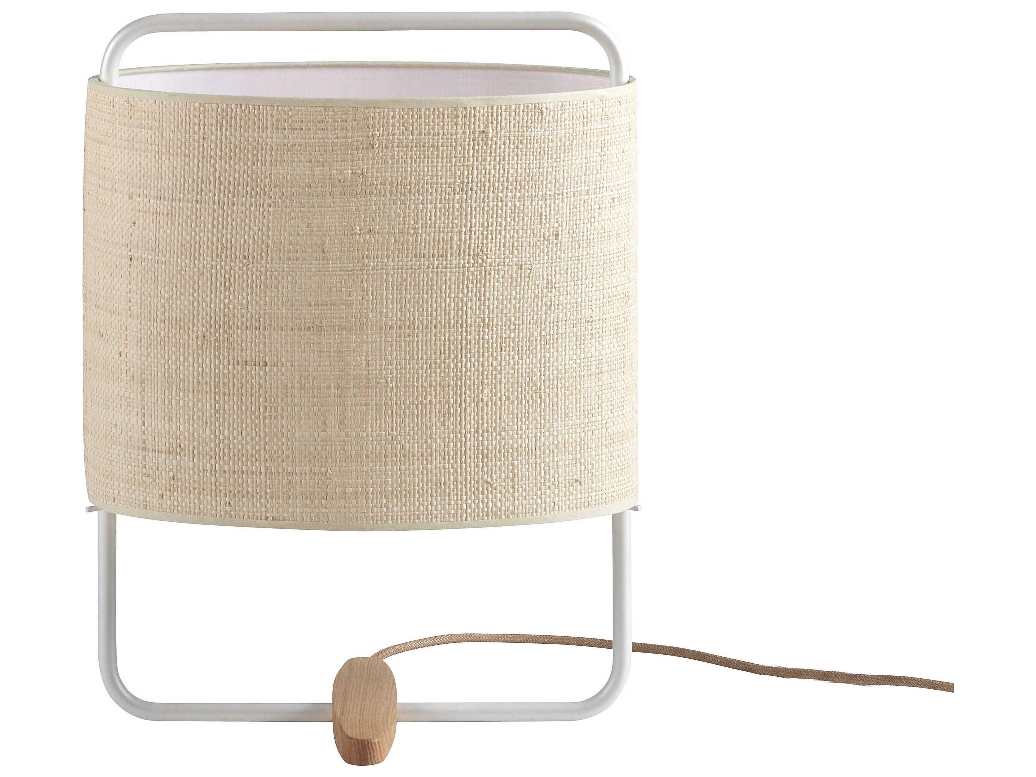 Carpyen Margot Nacre Natural Fiber Off White Table Lamp