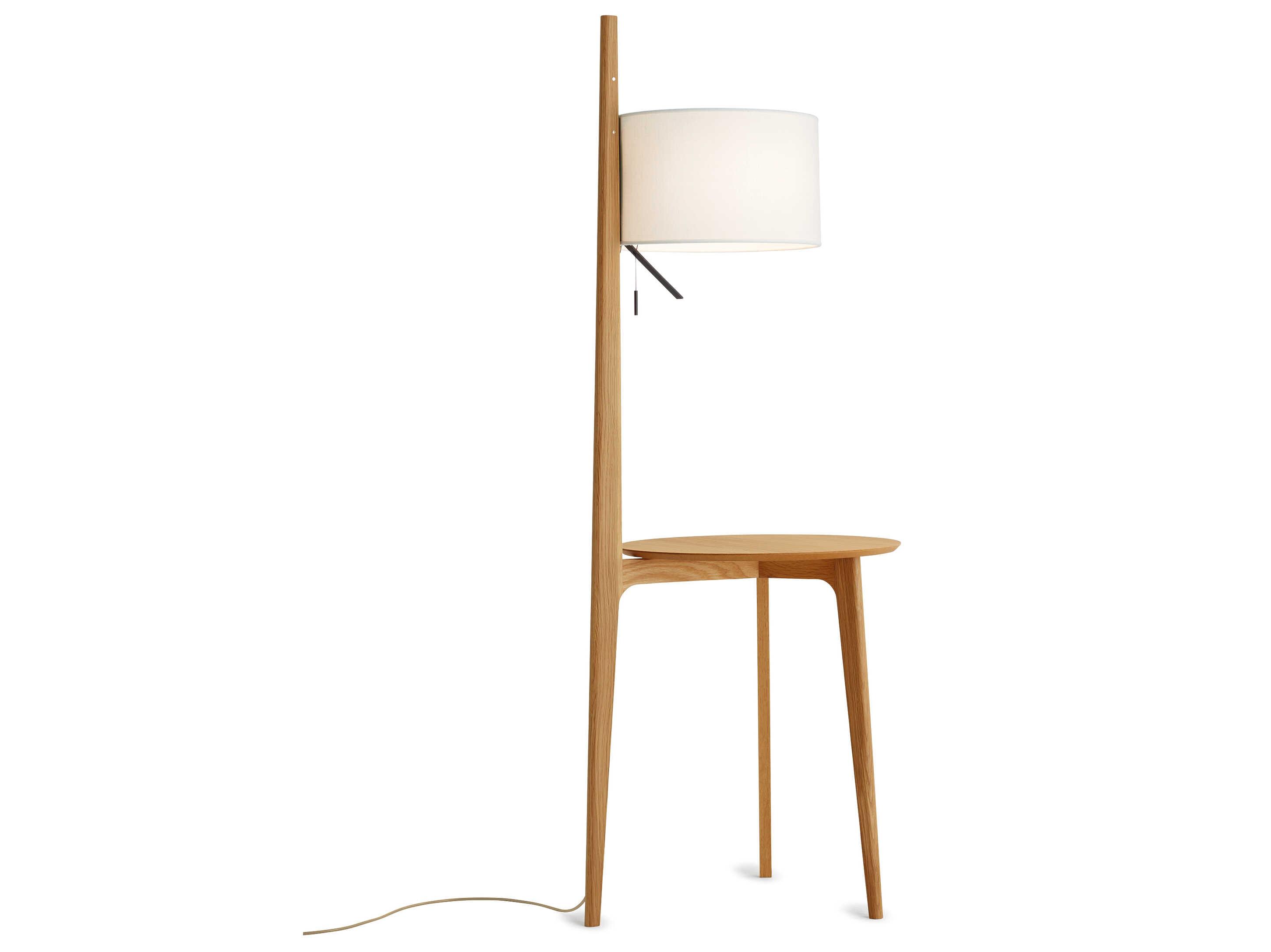 Carpyen Carla Natural Oak Beige Linen Brown Floor Lamp