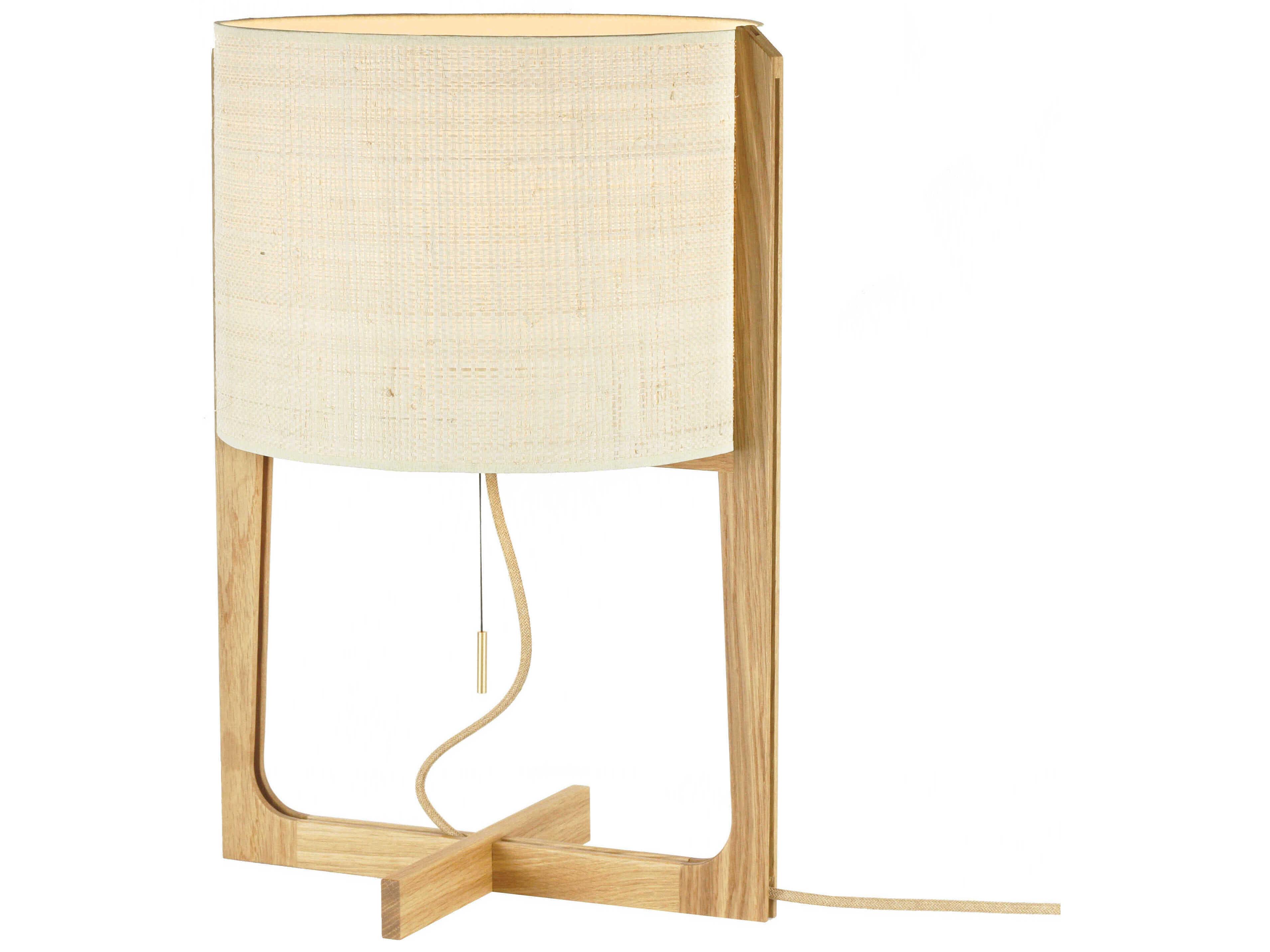 Carpyen Melina Natural Oak Beige Linen Brown Table Lamp
