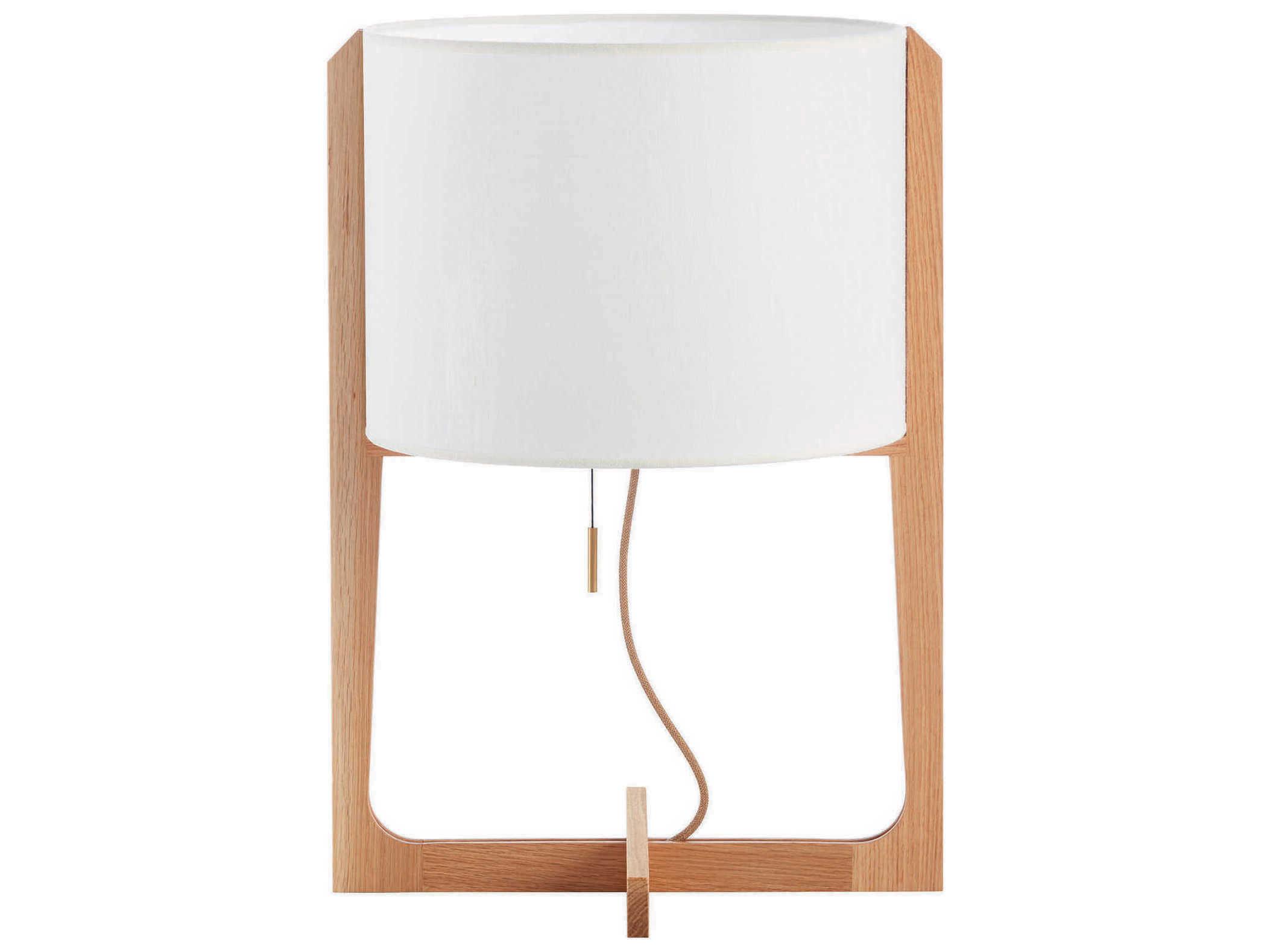 Carpyen Melina Natural Oak Beige Linen Brown Table Lamp