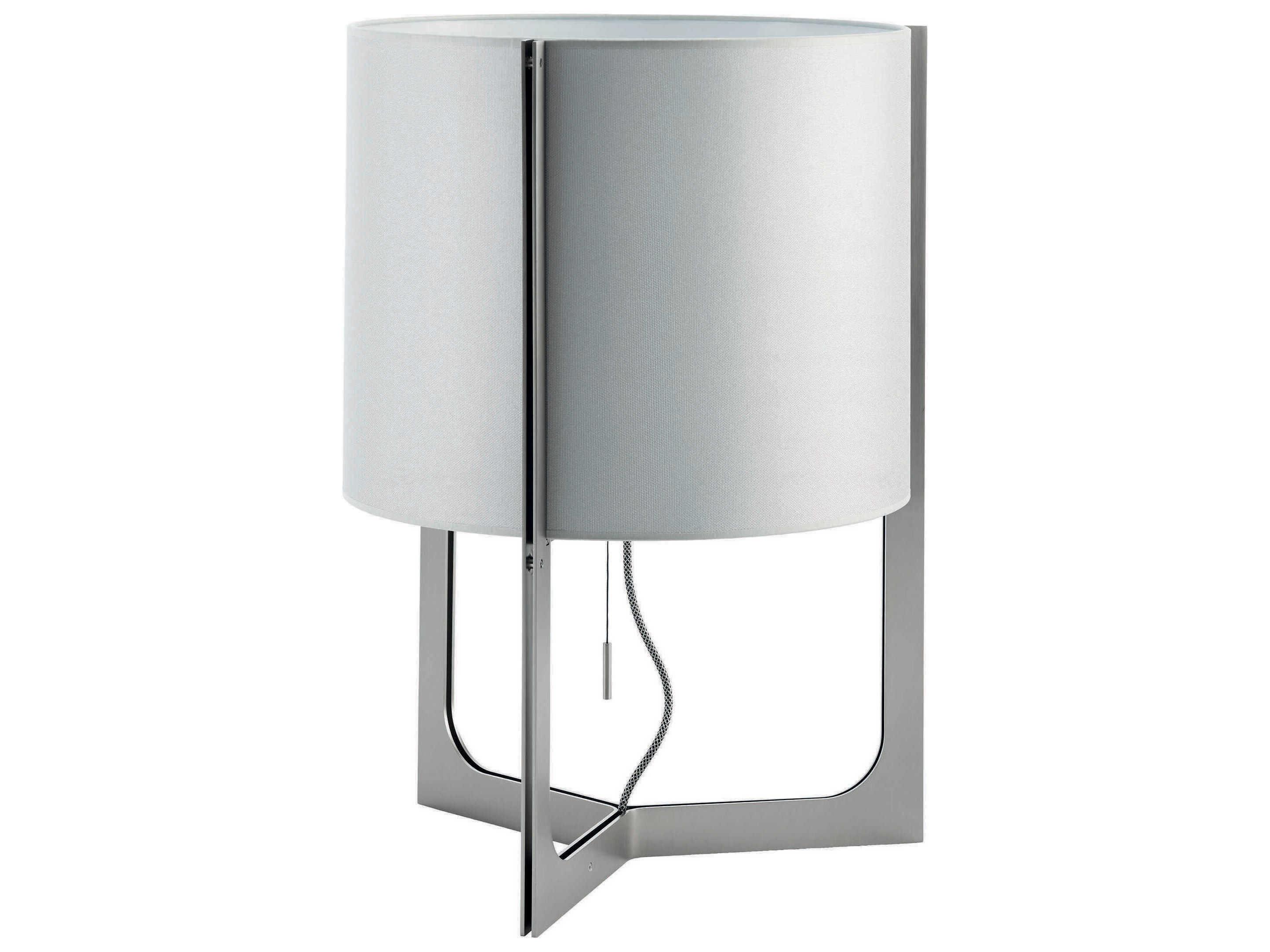 Carpyen Nirvana Matt Nickel Metallic Grey Fabric Table Lamp