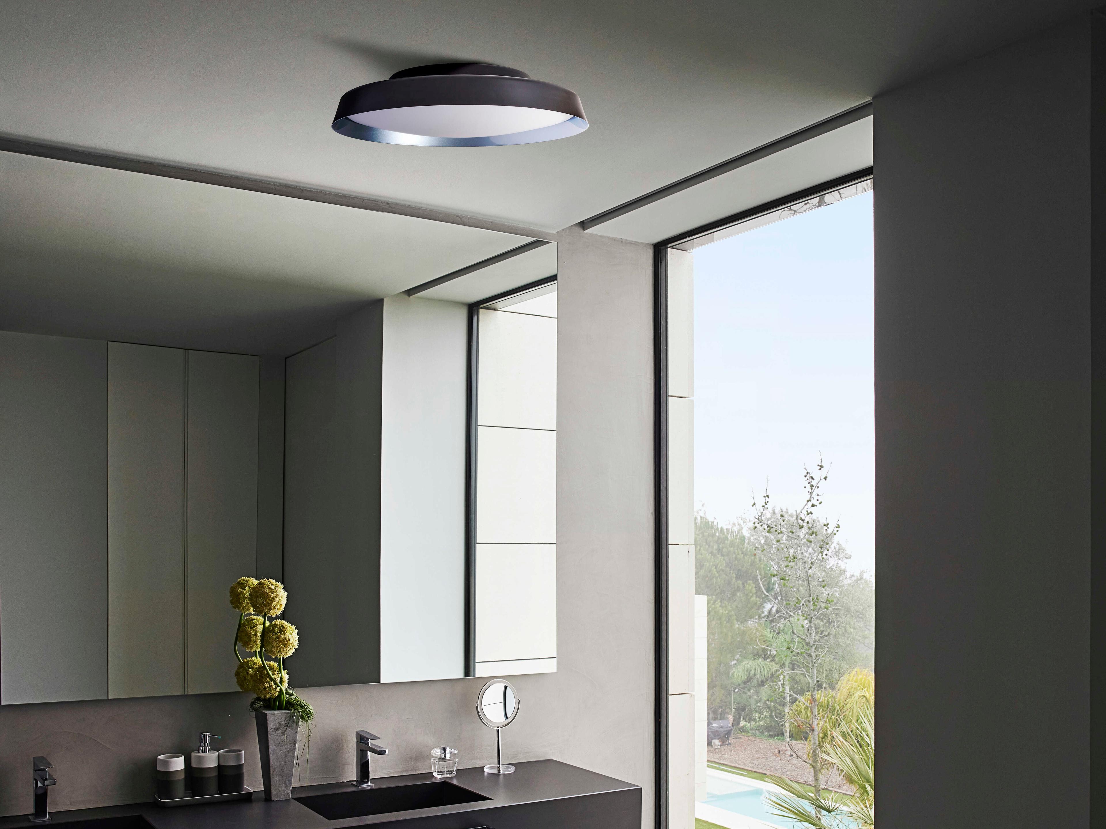 Carpyen Boop Black Blue Grey Metallic Round Flush Mount