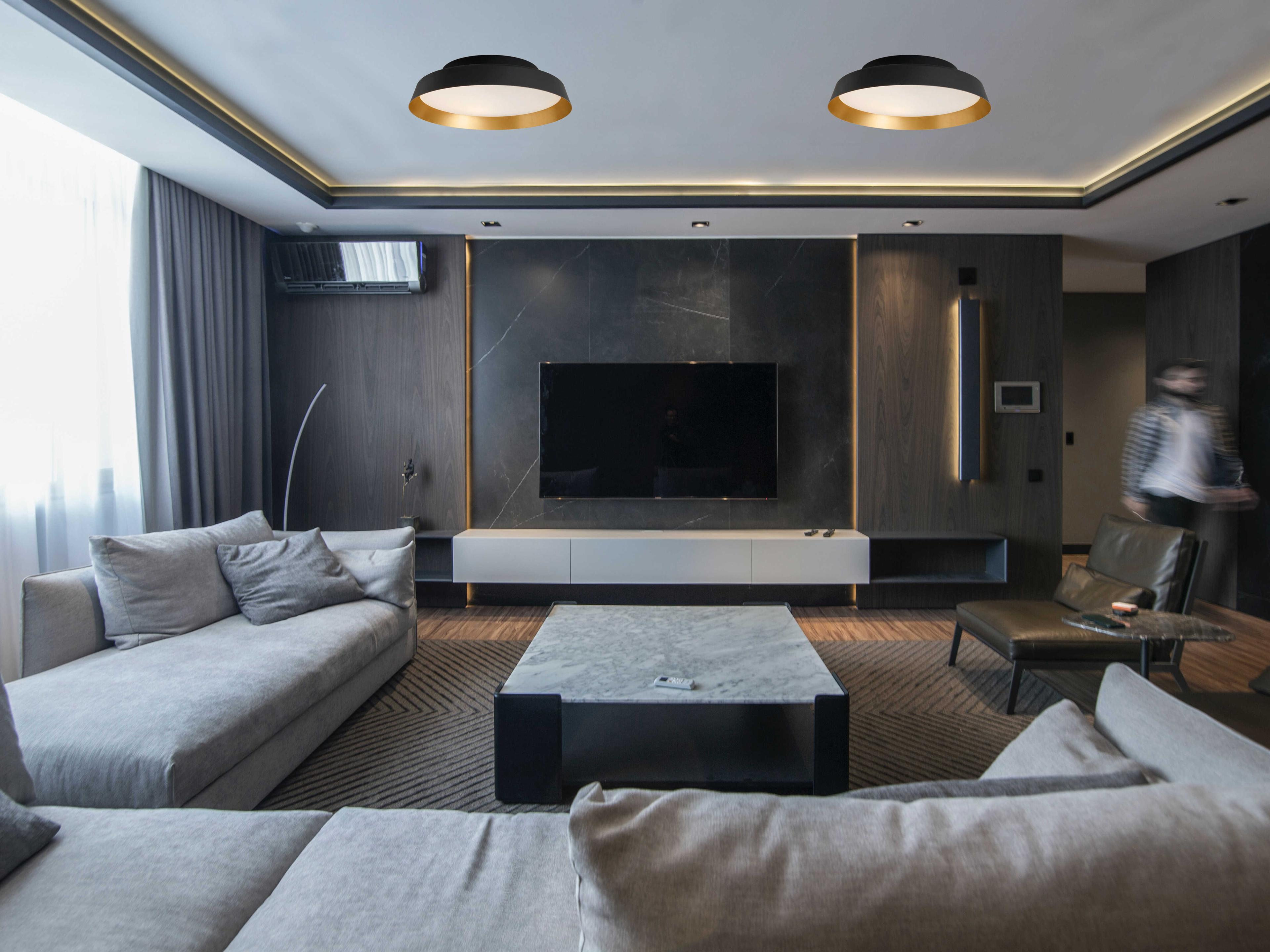 Carpyen Boop Black Gold Round Flush Mount