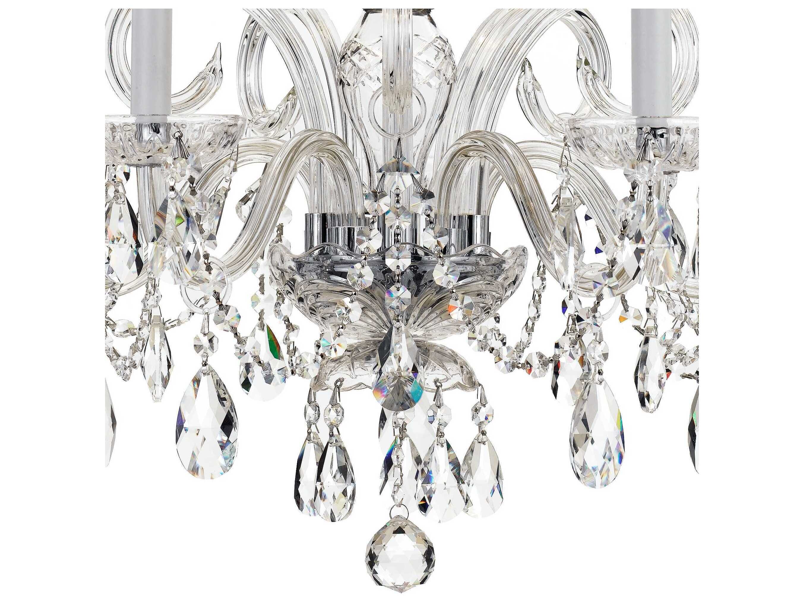 Crystorama Traditional Crystal 5-Light Polished Chrome Glass Candelabra Chandelier