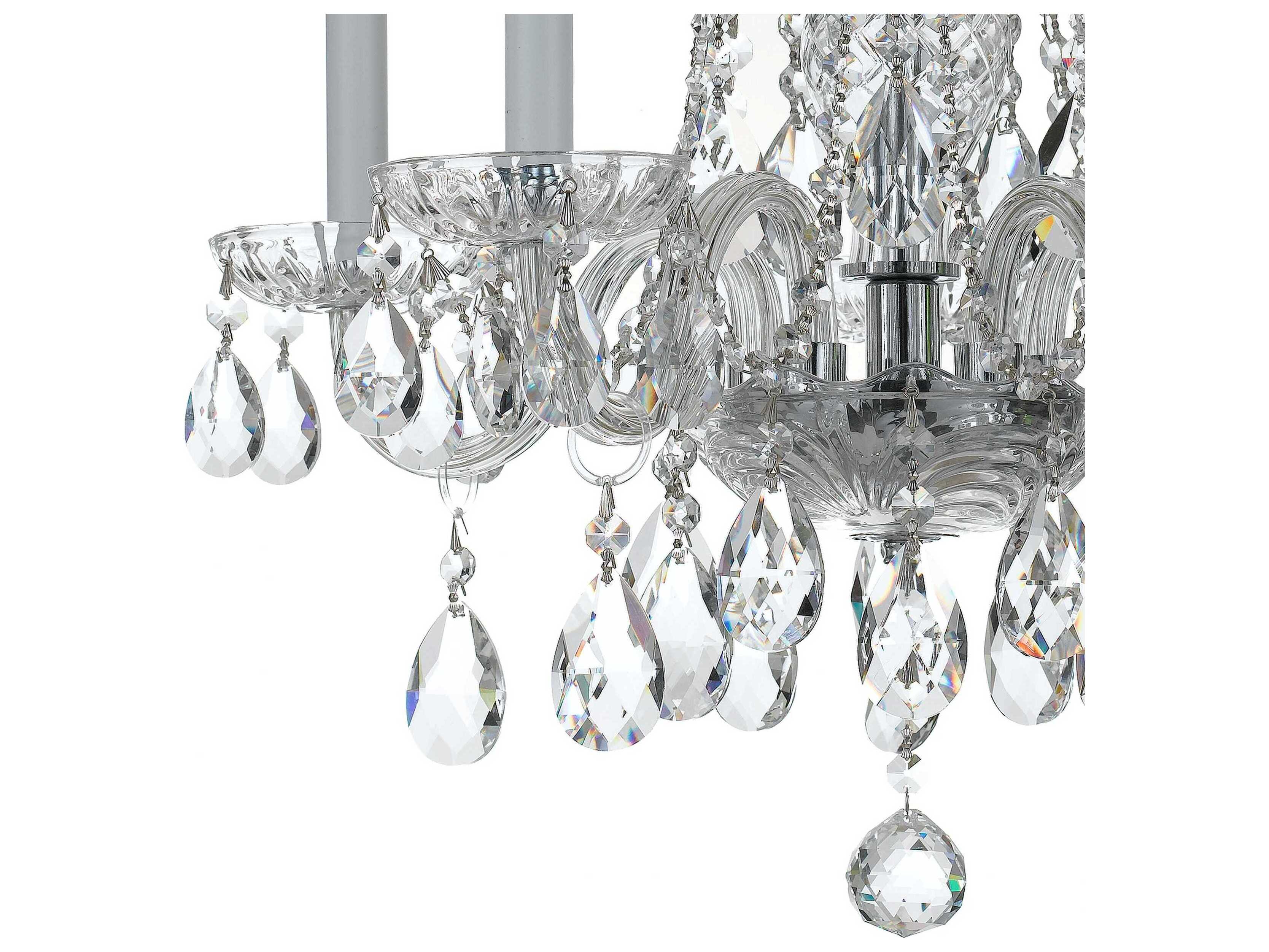 Crystorama Traditional Crystal 5-Light Chrome Glass Candelabra Chandelier