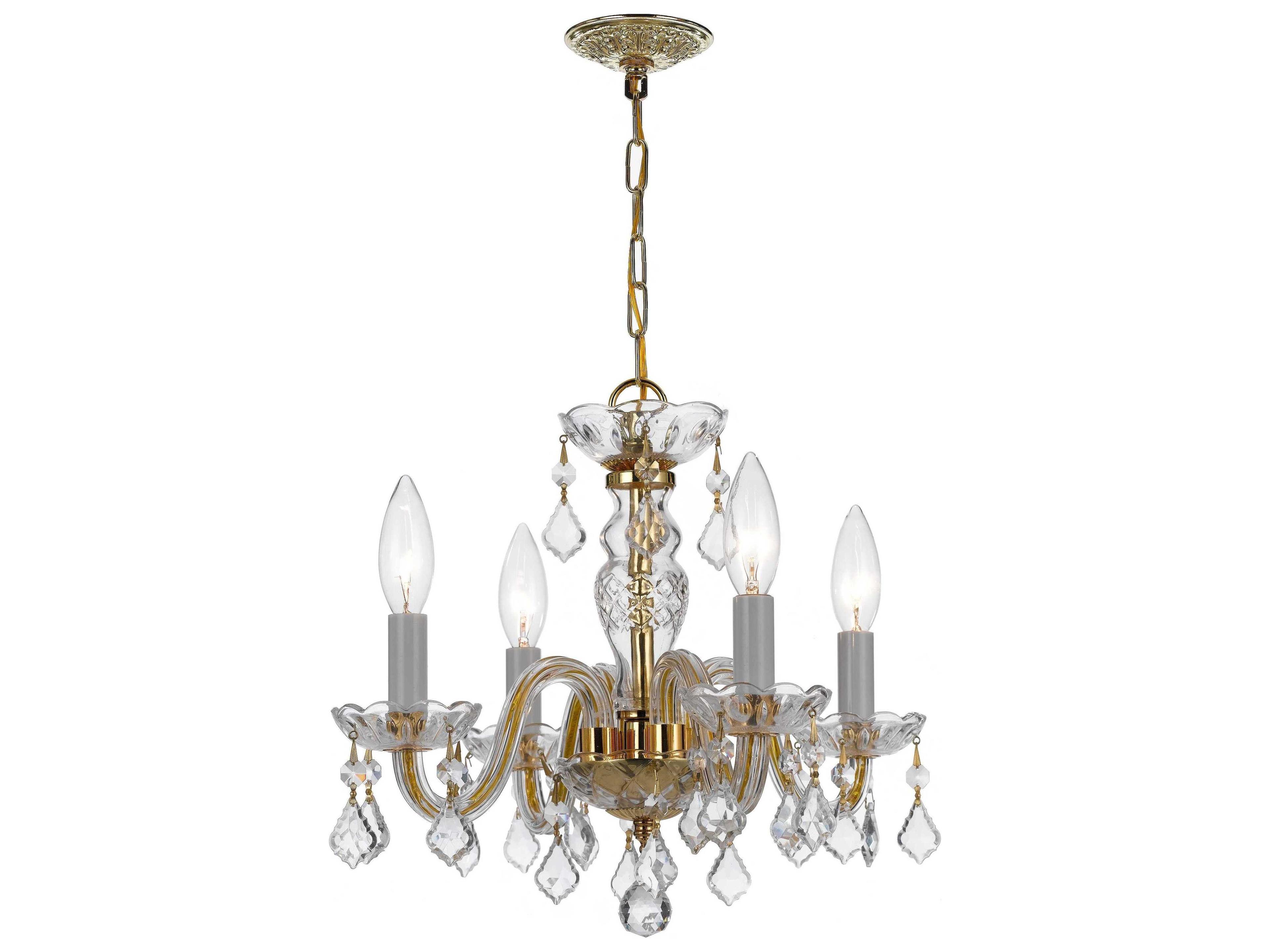 Crystorama Traditional Crystal 4-Light Chrome Candelabra Chandelier