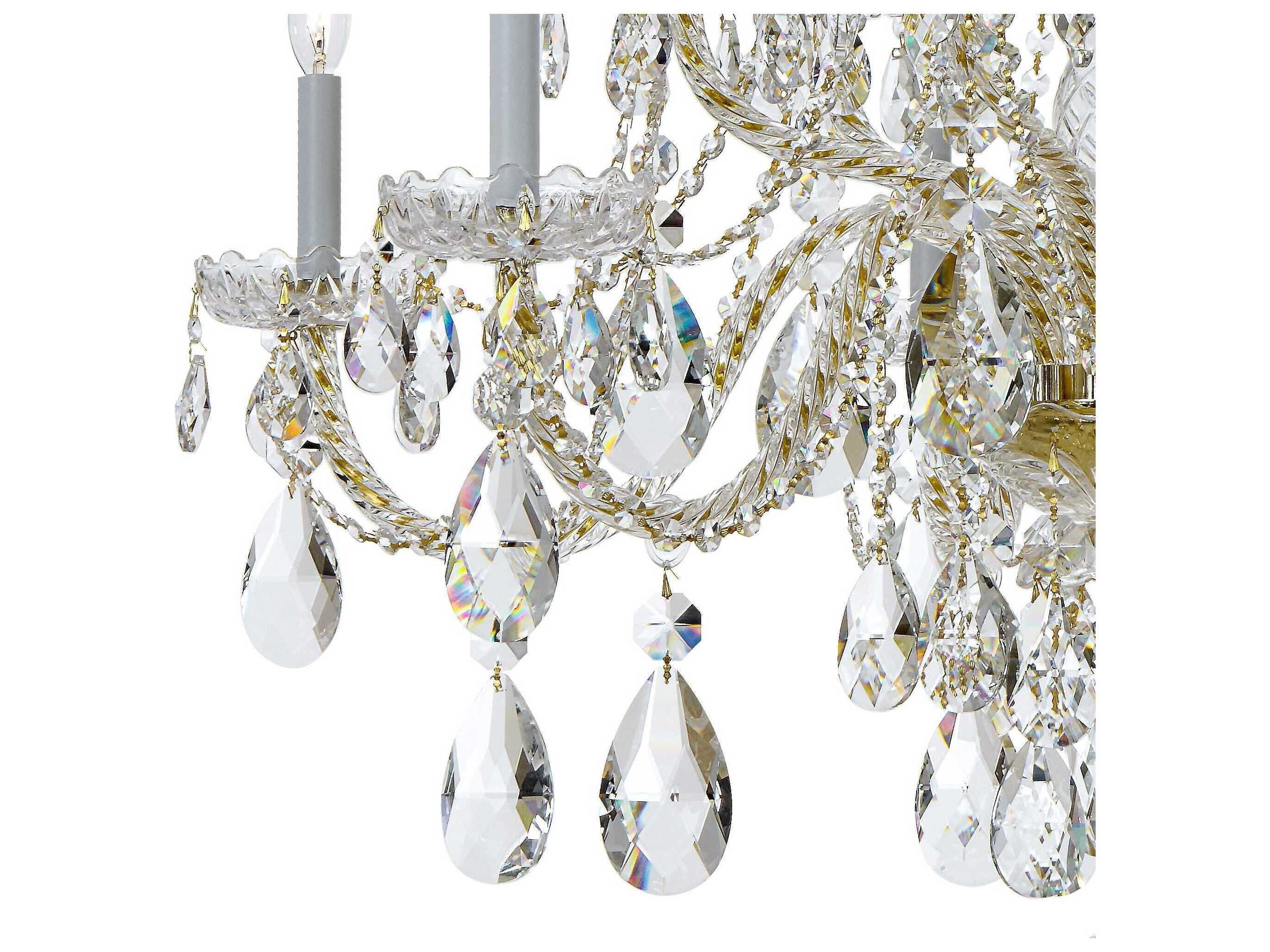 Crystorama Traditional Crystal 12-Light Brass Glass Candelabra Tiered Chandelier