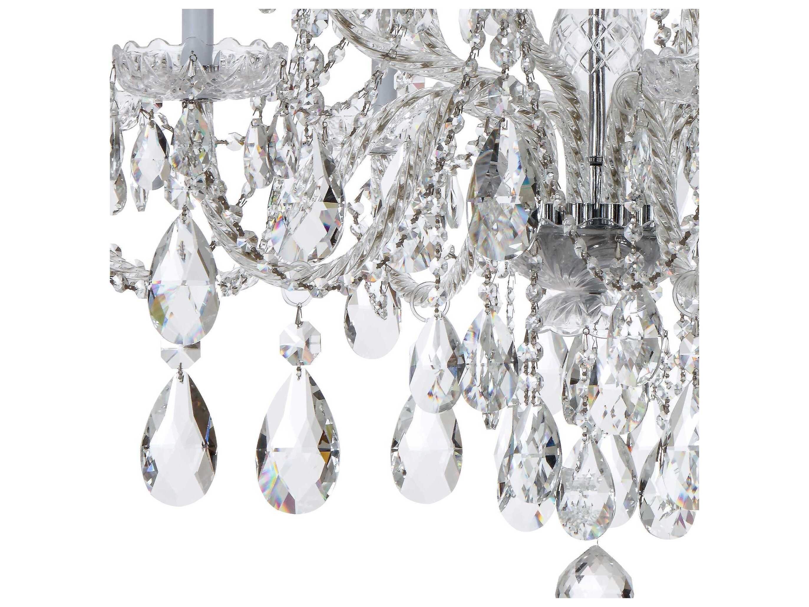 Crystorama Traditional Crystal 12-Light Brass Glass Candelabra Tiered Chandelier