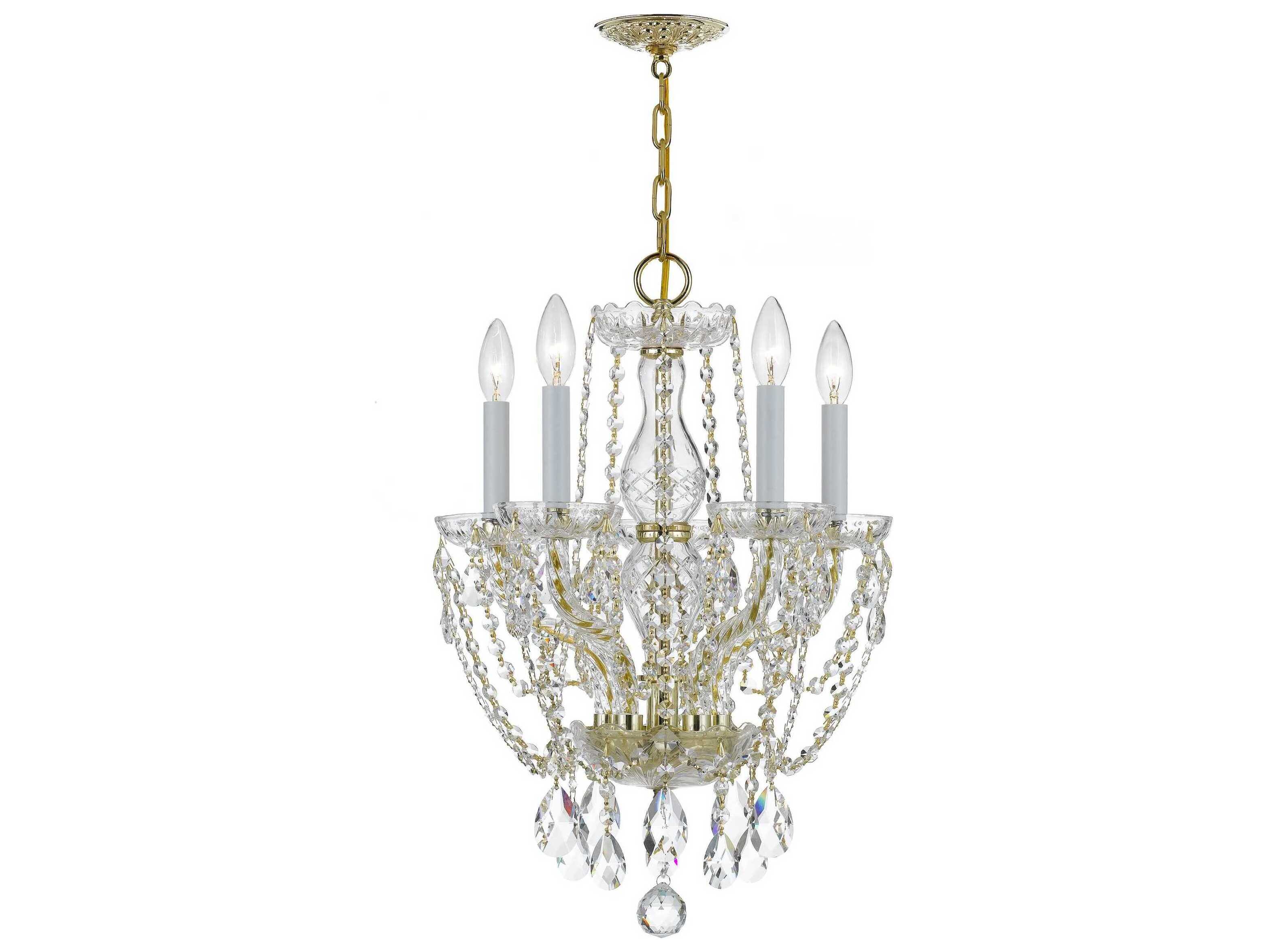 Crystorama Traditional Crystal 5-Light Brass Glass Candelabra Chandelier