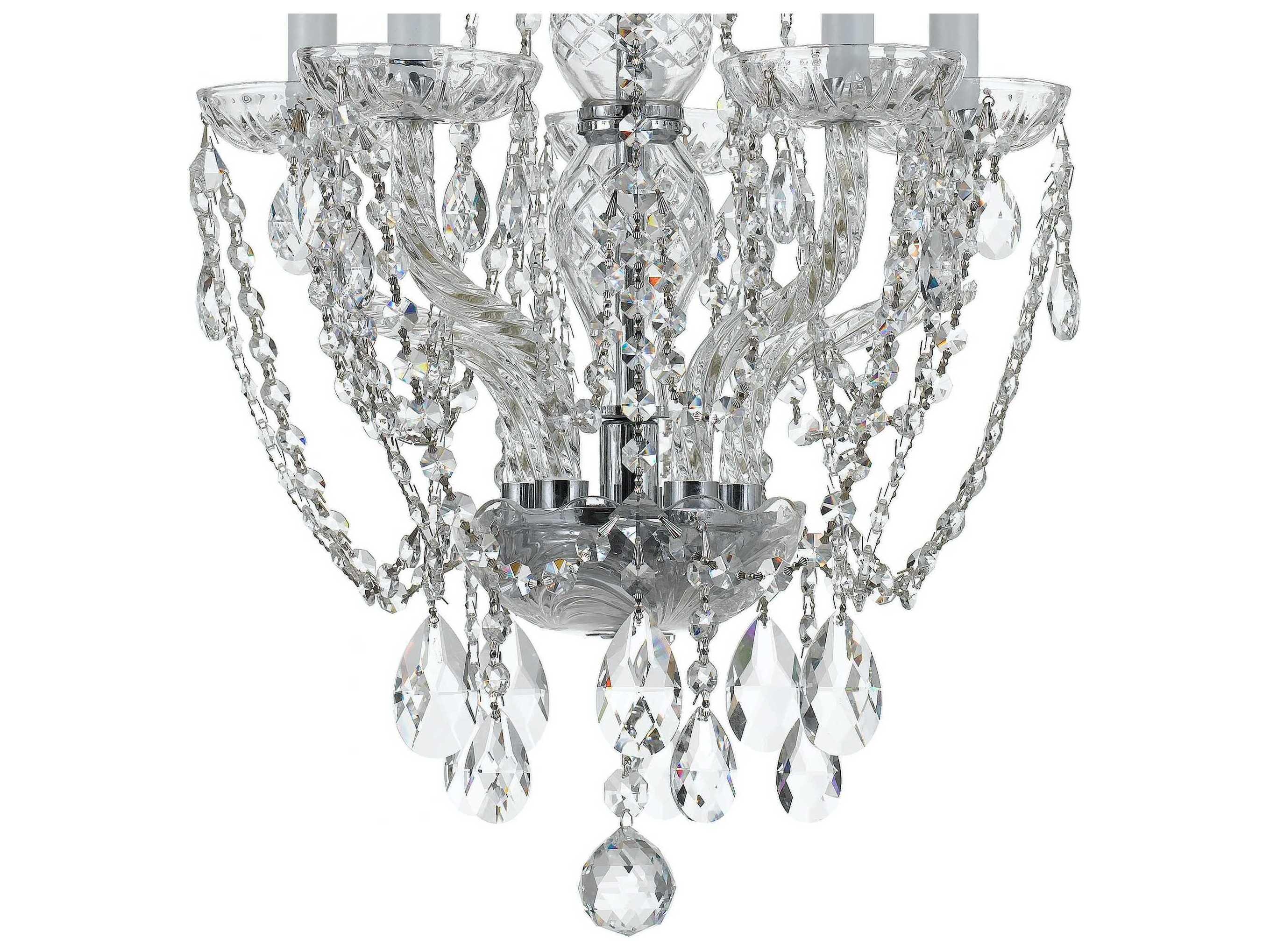 Crystorama Traditional Crystal 5-Light Brass Glass Candelabra Chandelier
