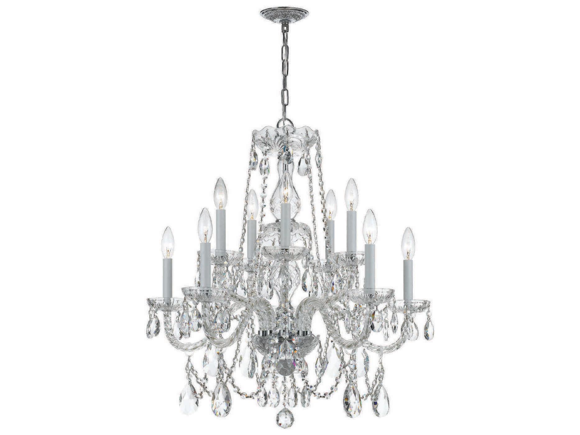 Crystorama Traditional Crystal 10-Light Brass Glass Candelabra Chandelier