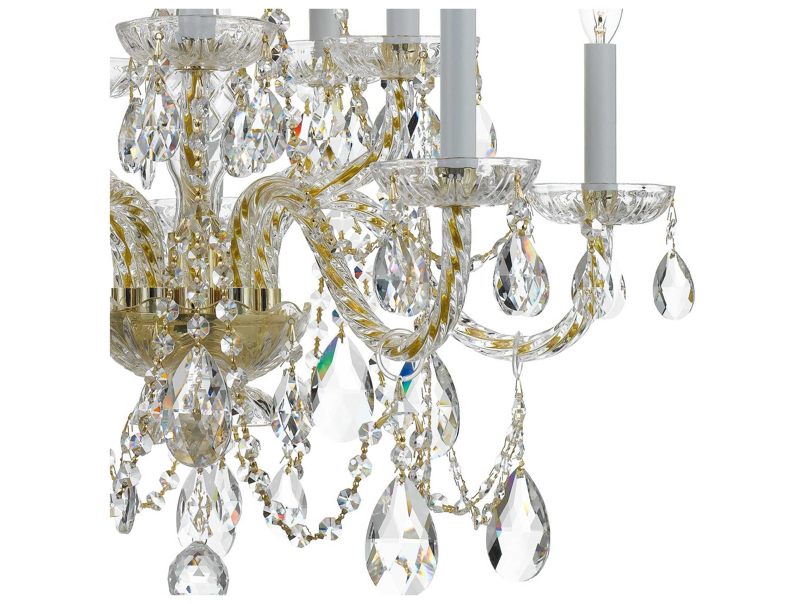 Crystorama Traditional Crystal 10-Light Brass Glass Candelabra Chandelier