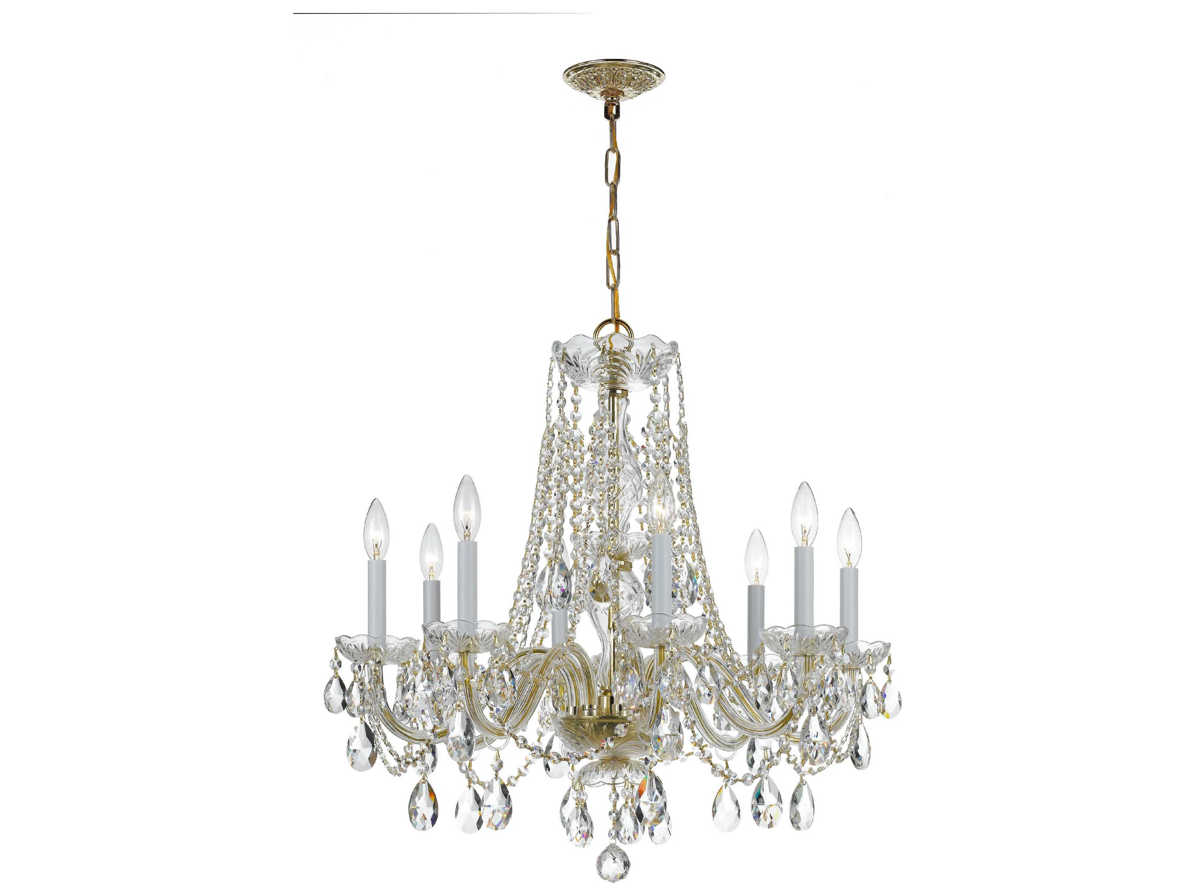 Crystorama Traditional Crystal 8-Light Brass Glass Candelabra Chandelier