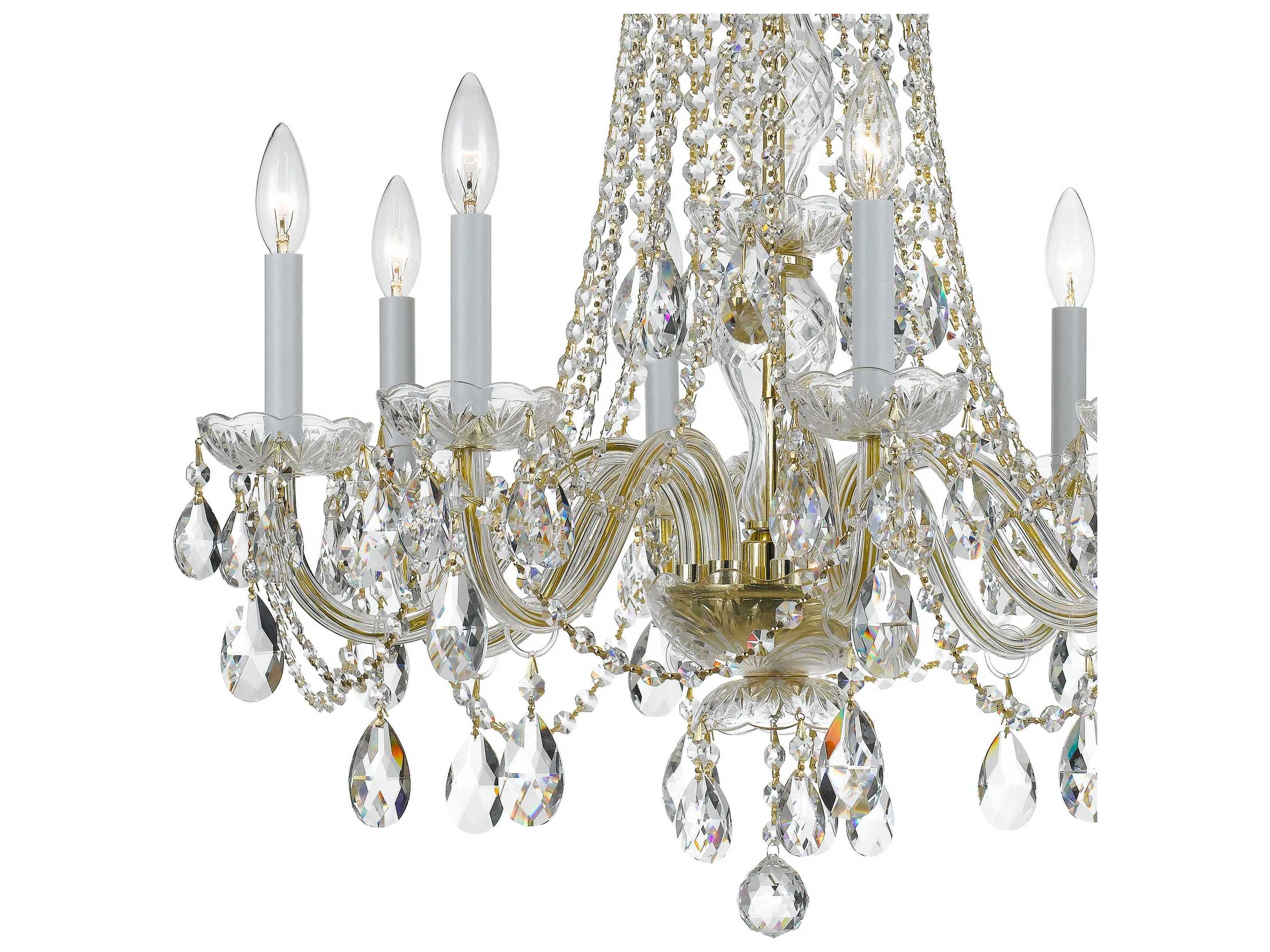 Crystorama Traditional Crystal 8-Light Brass Glass Candelabra Chandelier