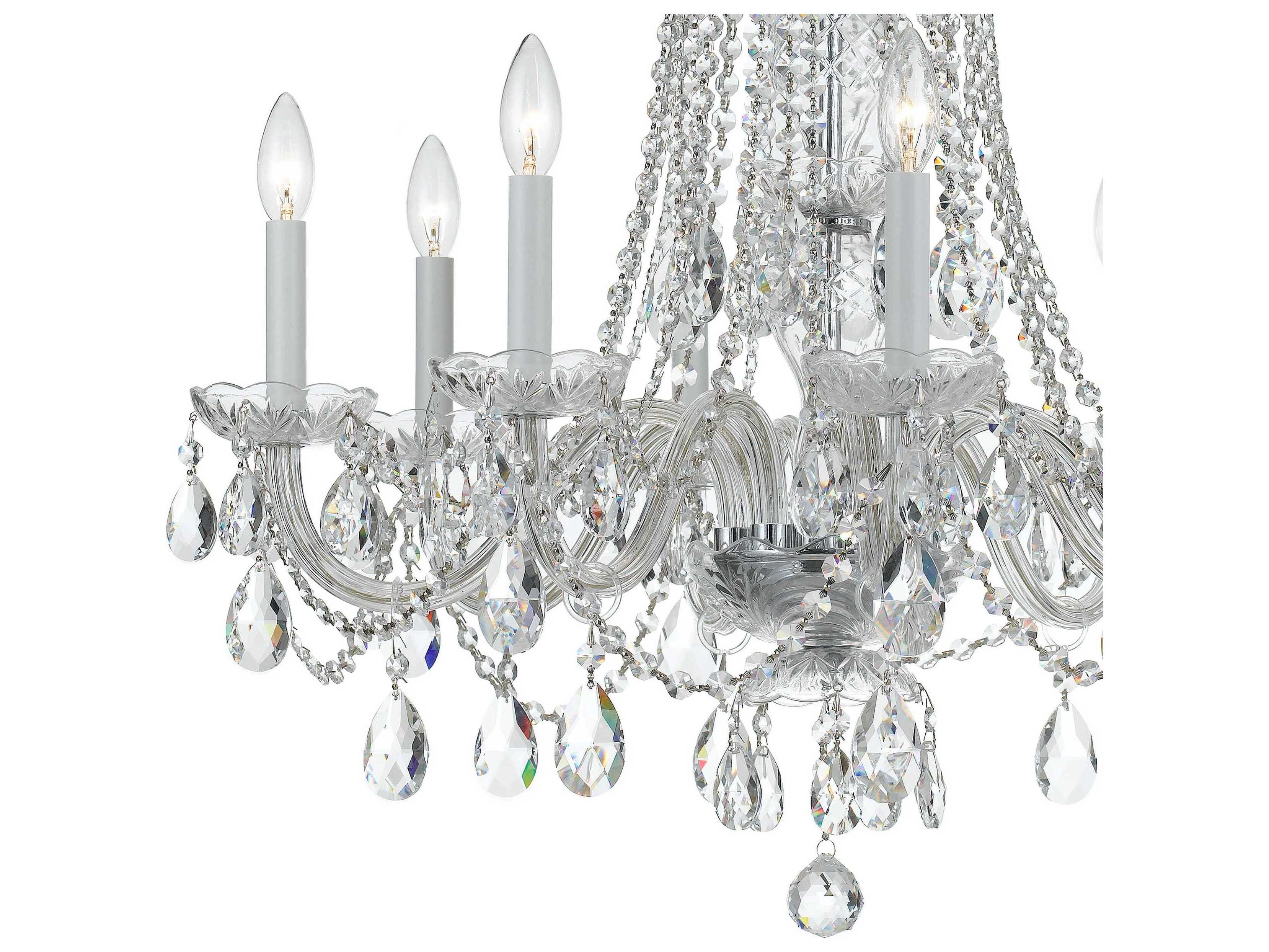 Crystorama Traditional Crystal 8-Light Brass Glass Candelabra Chandelier