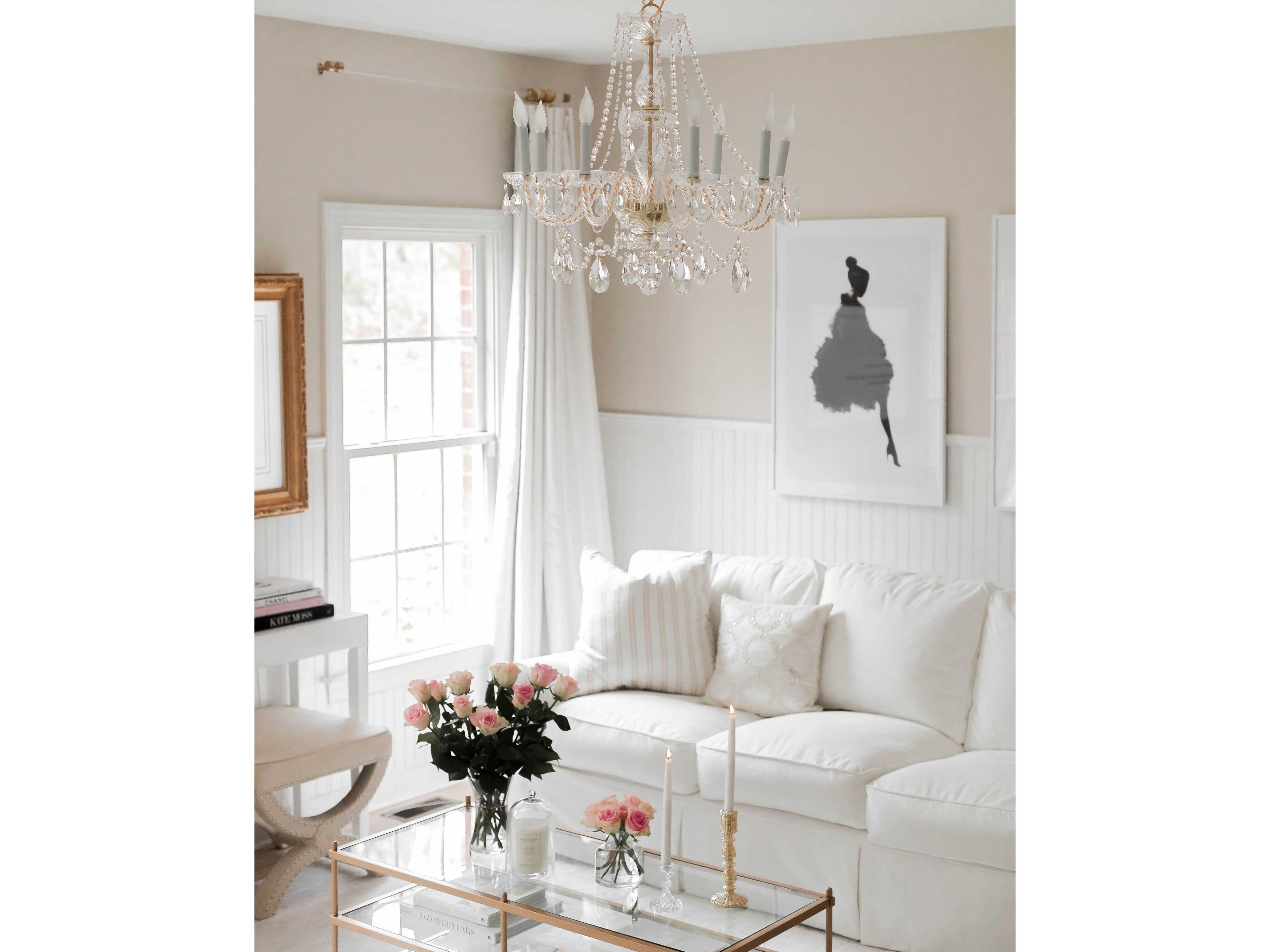 Crystorama Traditional Crystal 8-Light Brass Glass Candelabra Chandelier