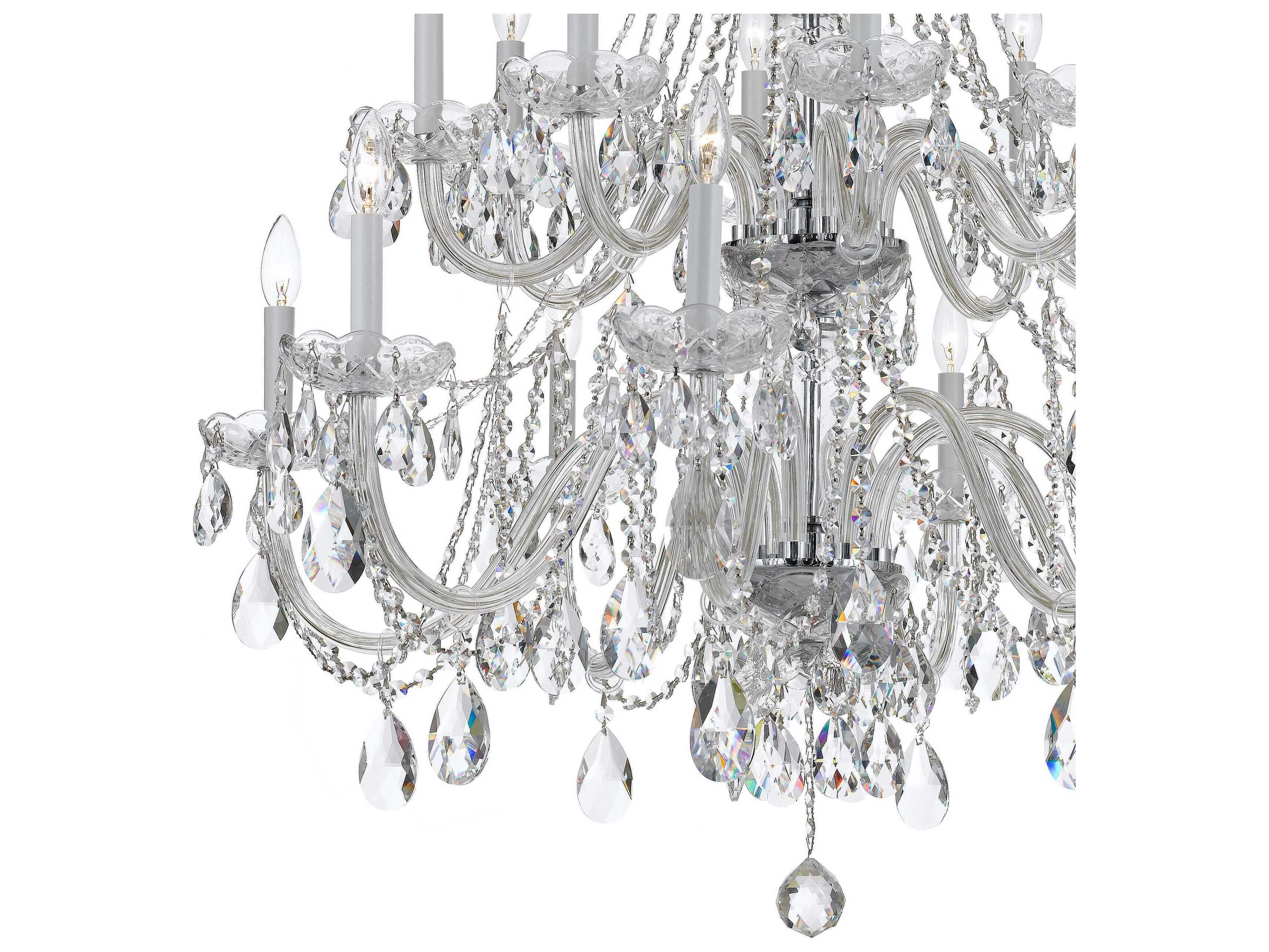 Crystorama Traditional Crystal 16-Light Brass Glass Candelabra Tiered Chandelier