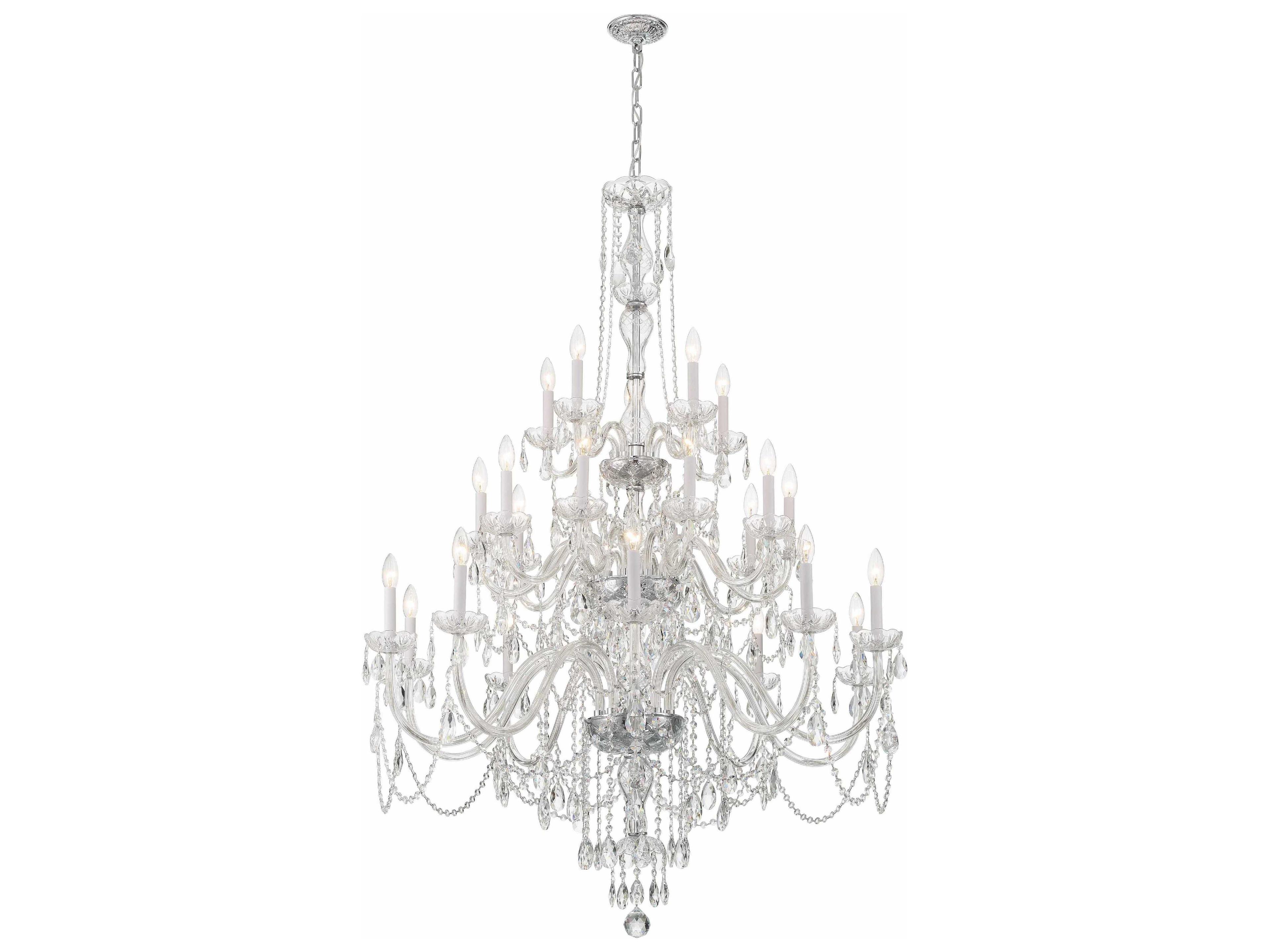 Crystorama Traditional Crystal 25-Light Polished Chrome Glass Candelabra Chandelier