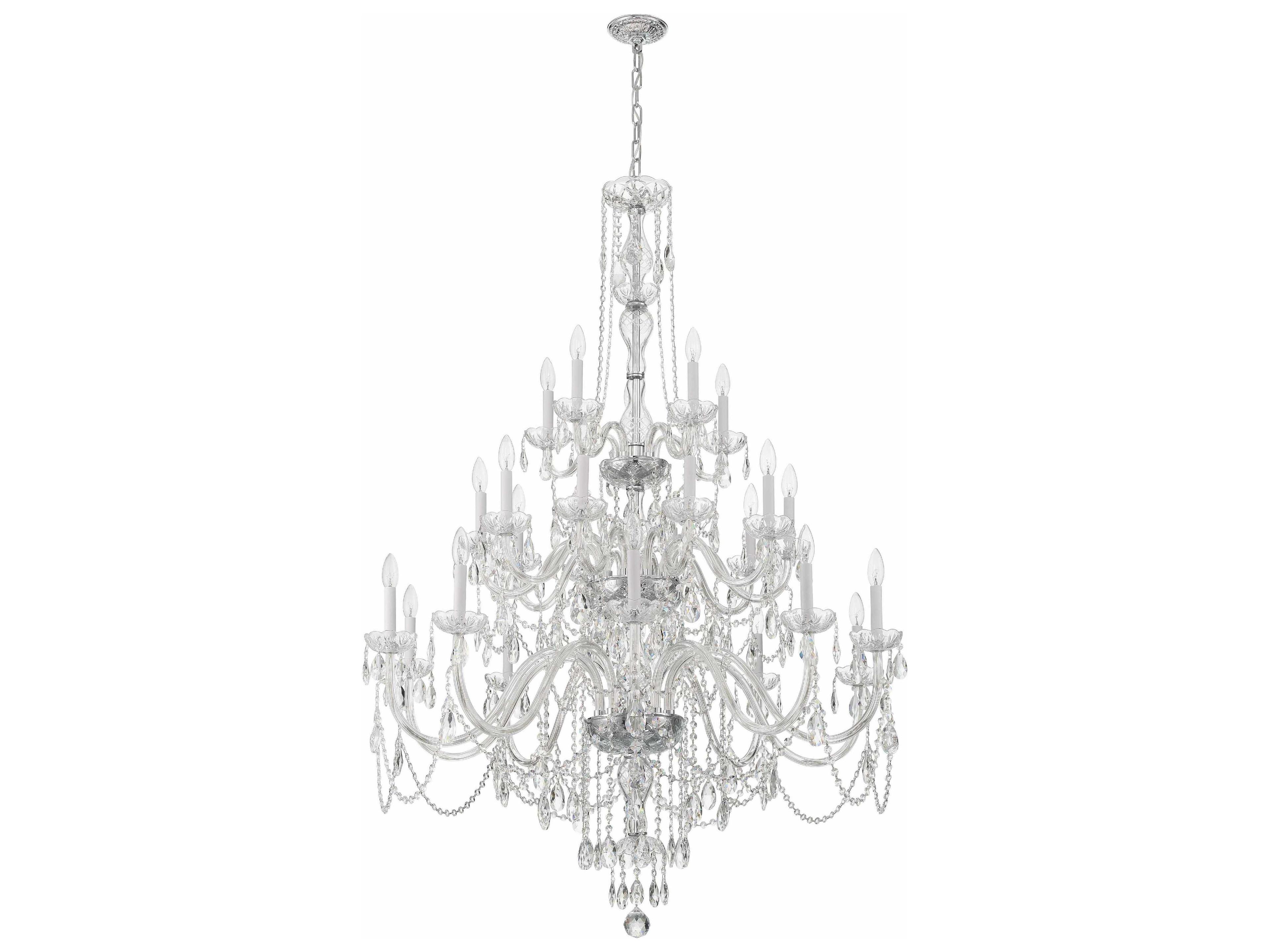 Crystorama Traditional Crystal 25-Light Polished Chrome Glass Candelabra Chandelier