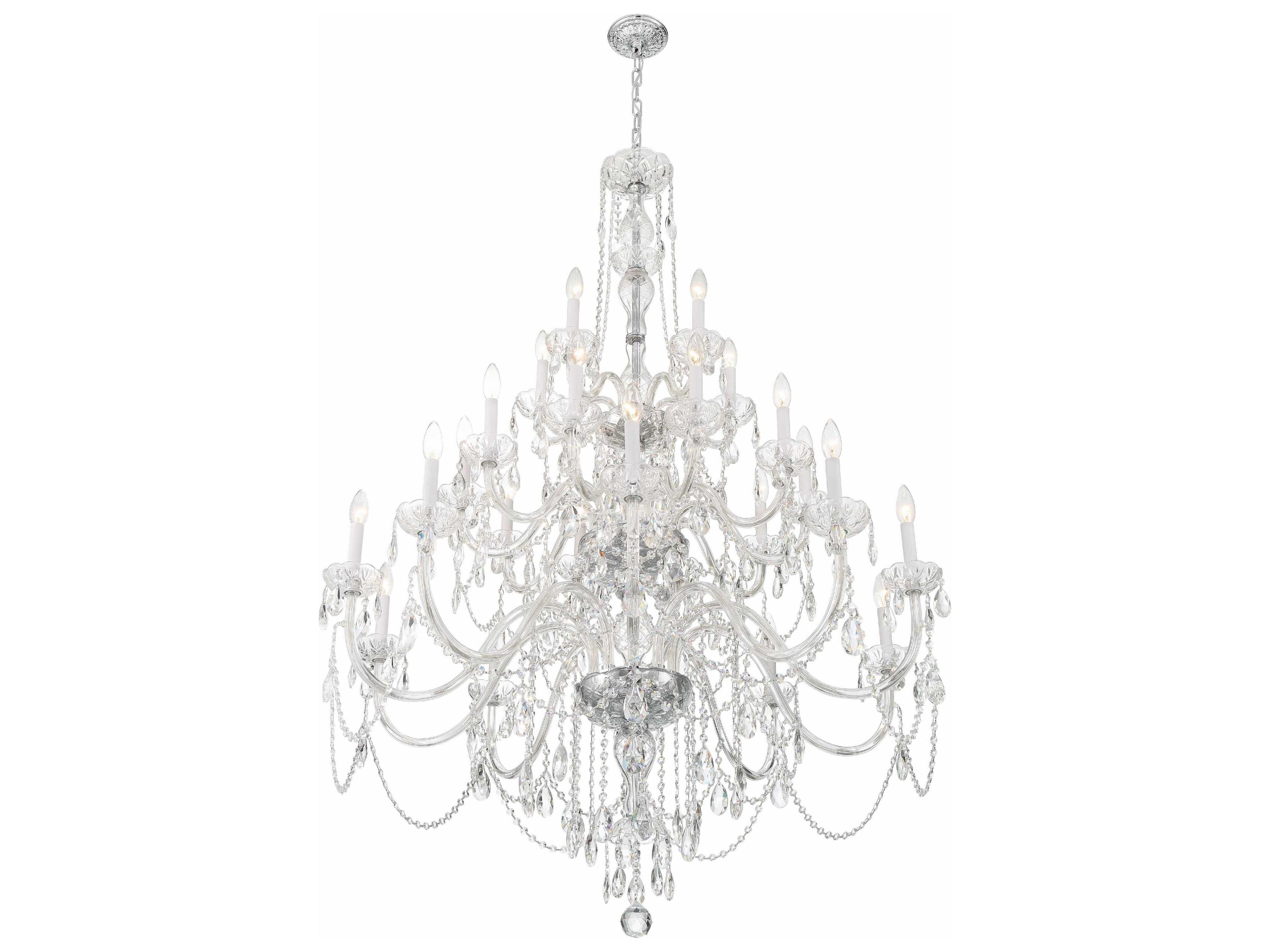 Crystorama Traditional Crystal 25-Light Polished Chrome Glass Candelabra Chandelier