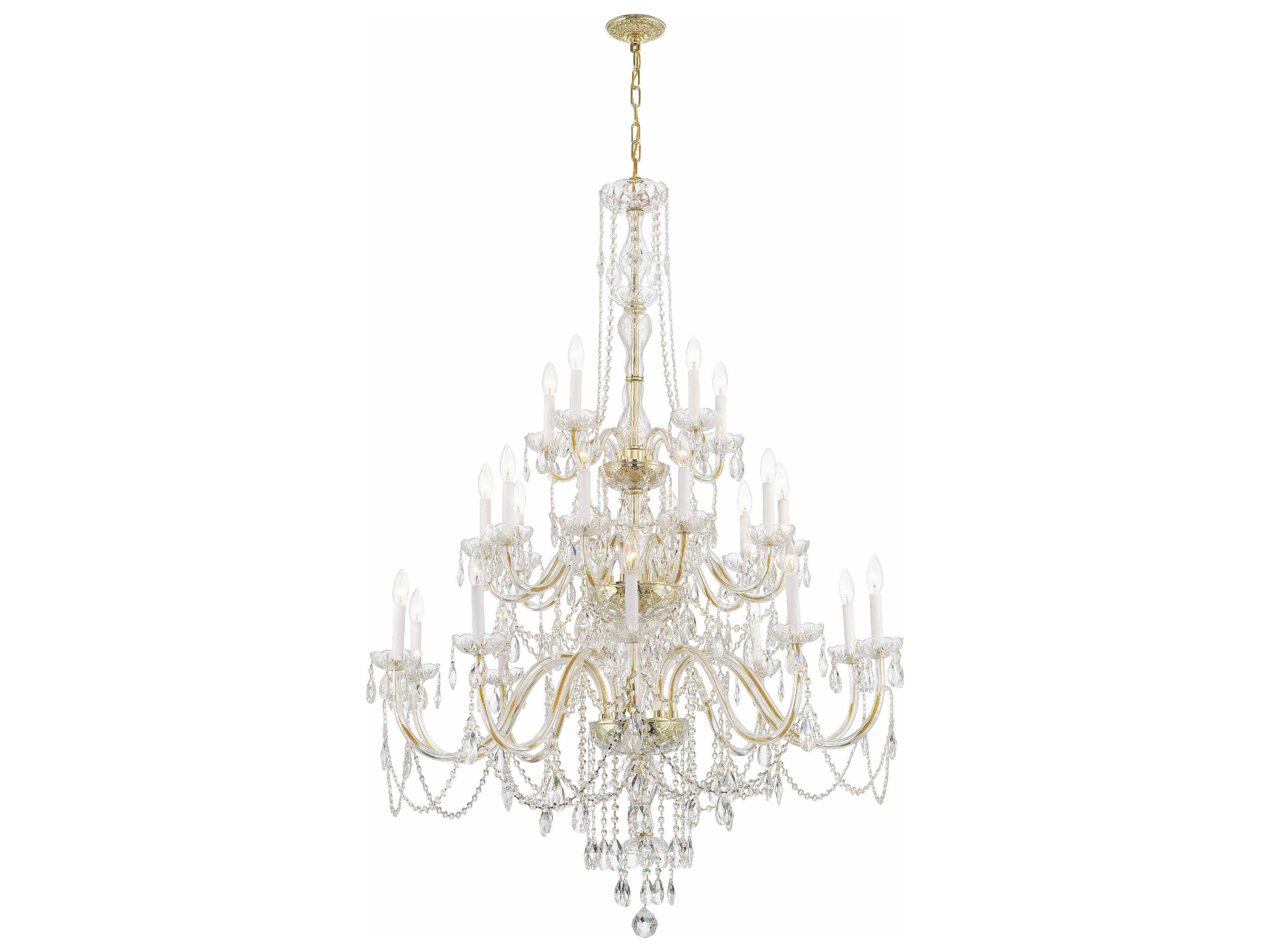 Crystorama Traditional Crystal 25-Light Polished Brass Chrome Glass Candelabra Chandelier