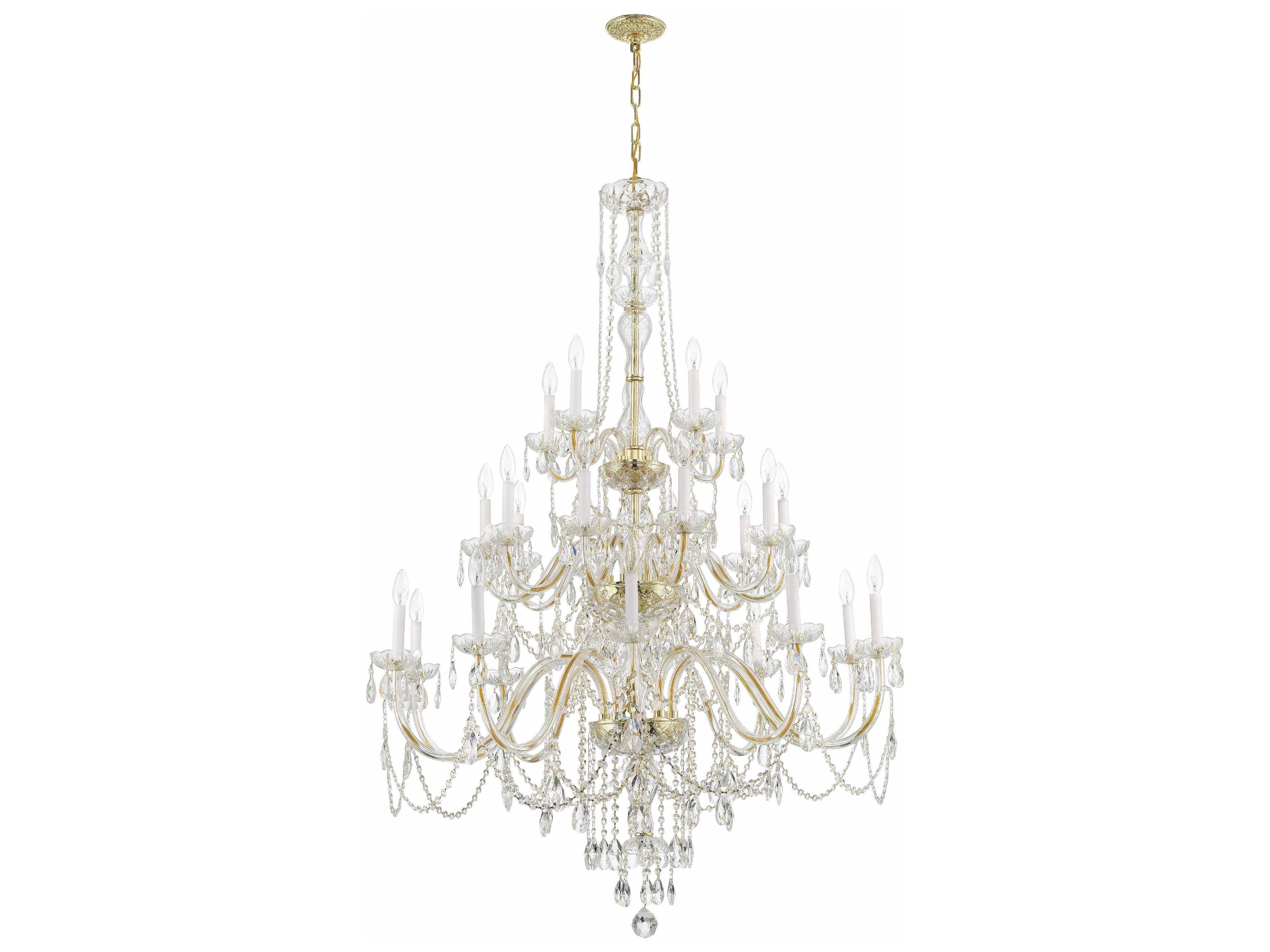 Crystorama Traditional Crystal 25-Light Polished Brass Chrome Glass Candelabra Chandelier