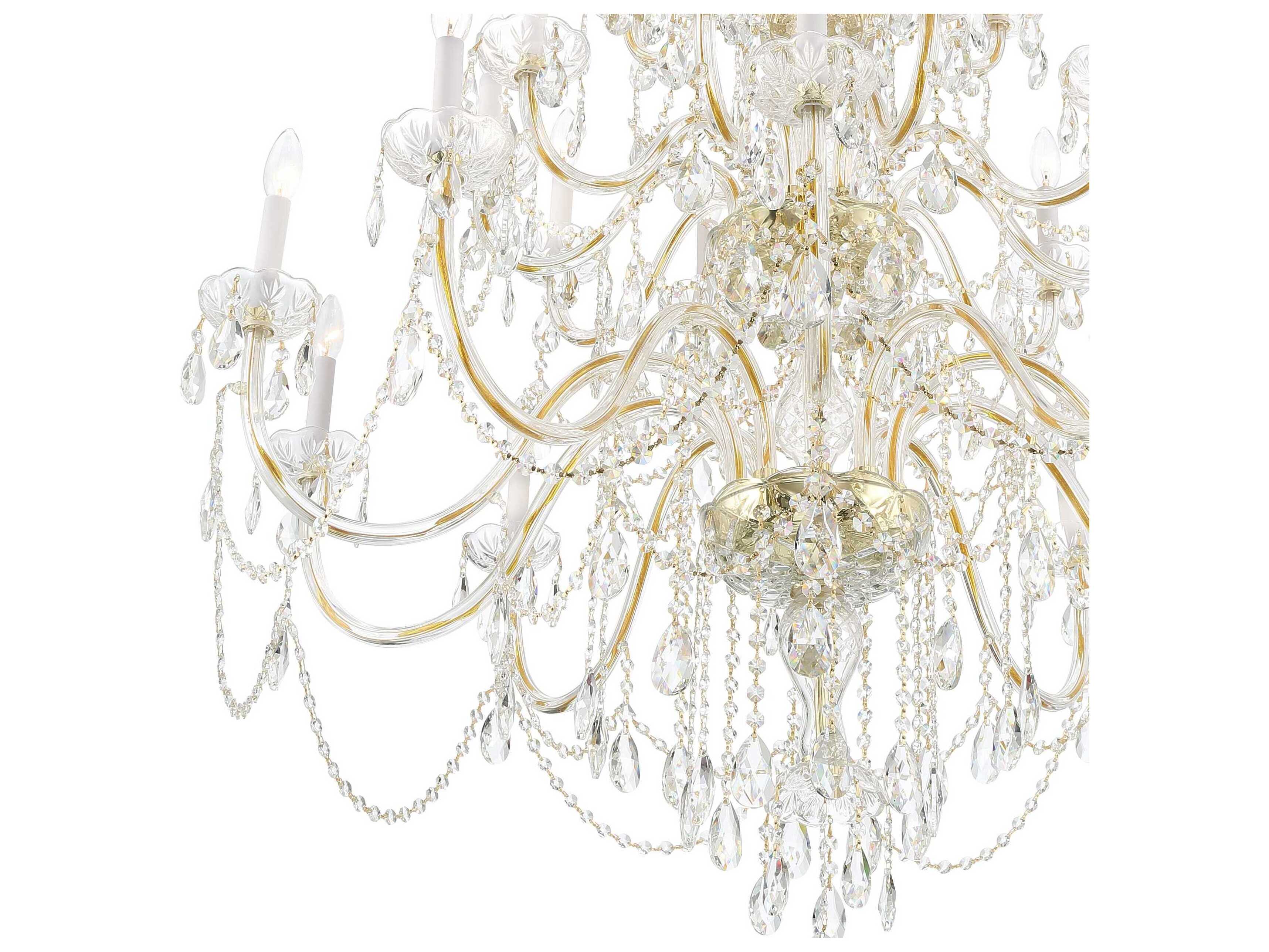 Crystorama Traditional Crystal 25-Light Polished Brass Chrome Glass Candelabra Chandelier