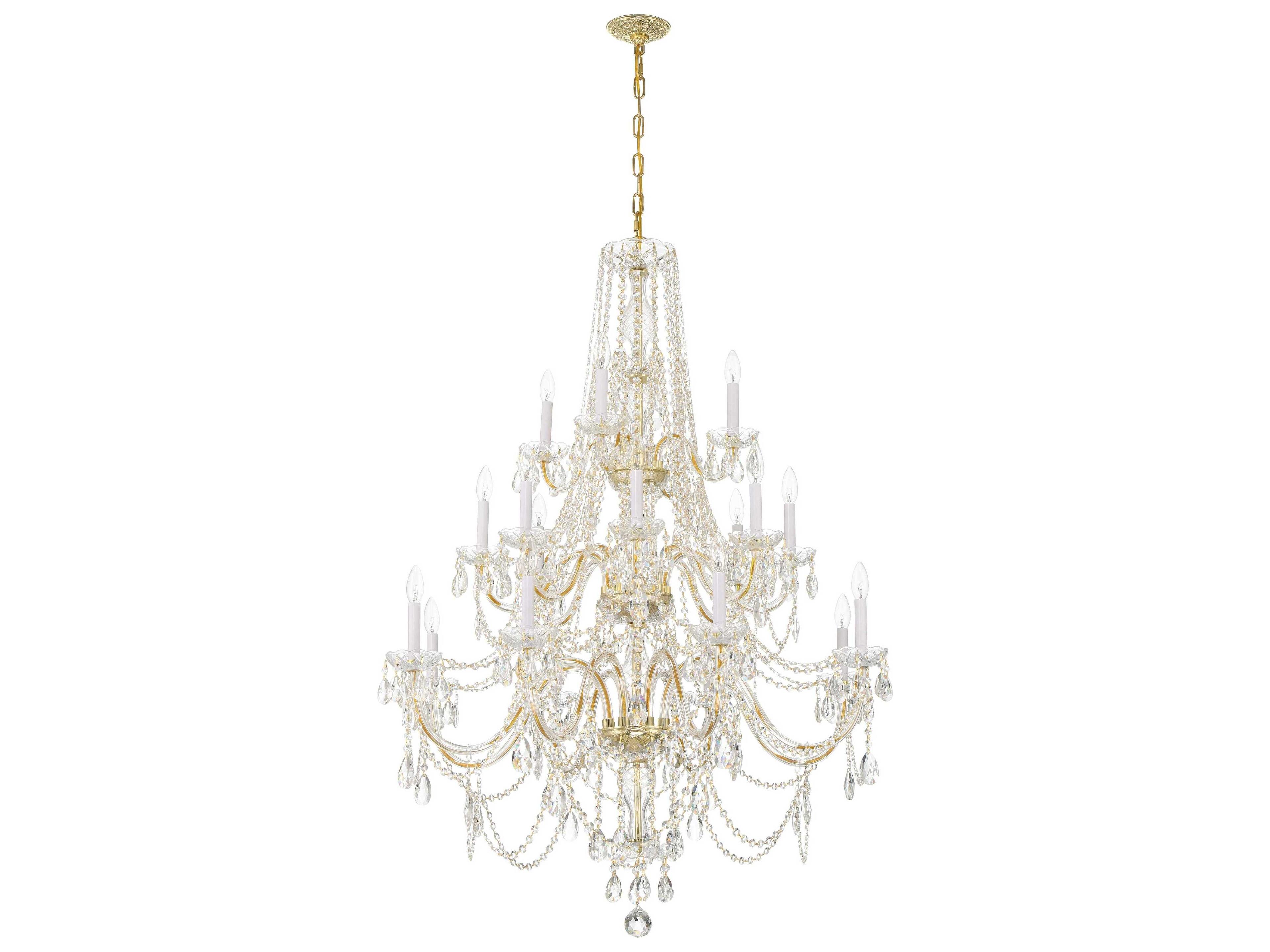 Crystorama Traditional Crystal 20-Light Polished Brass Chrome Glass Candelabra Chandelier