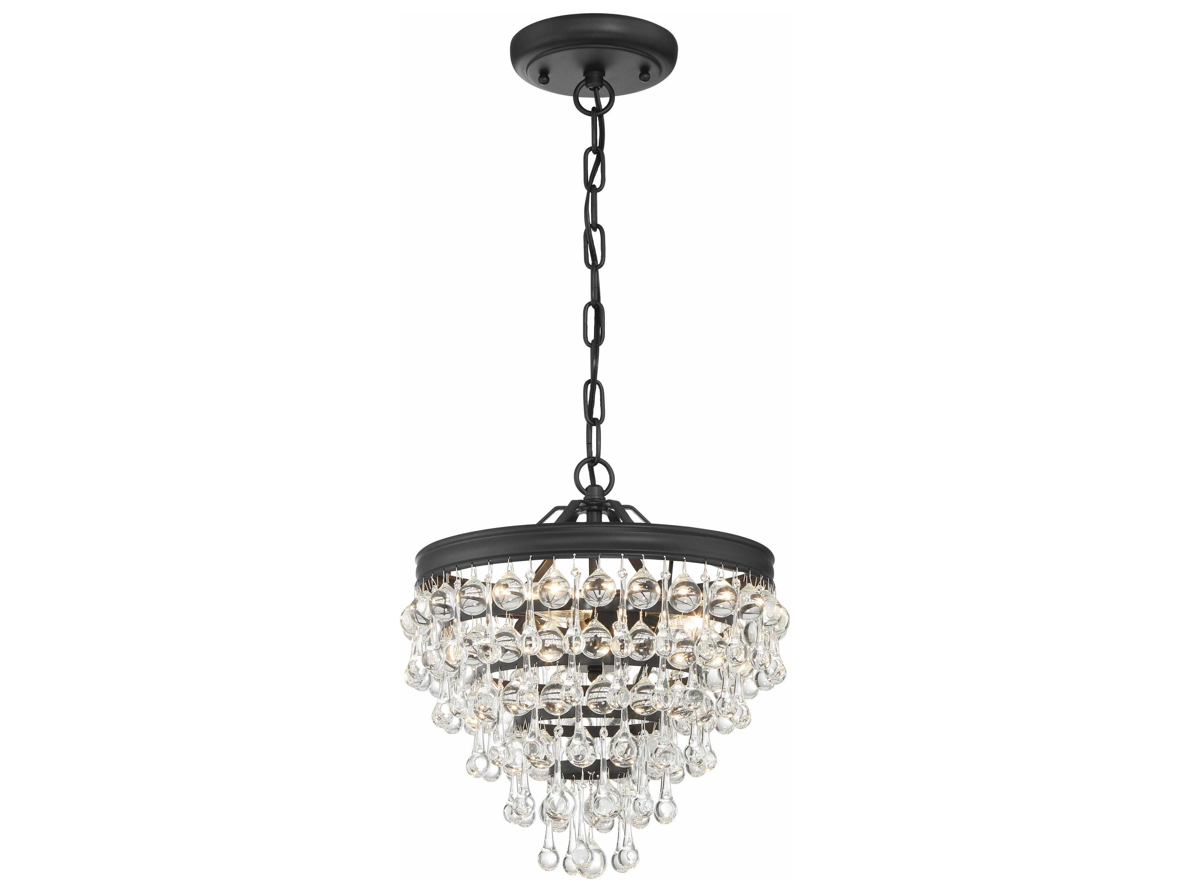Crystorama Calypso 3-Light Brass Crystal Glass Tiered Mini Pendant
