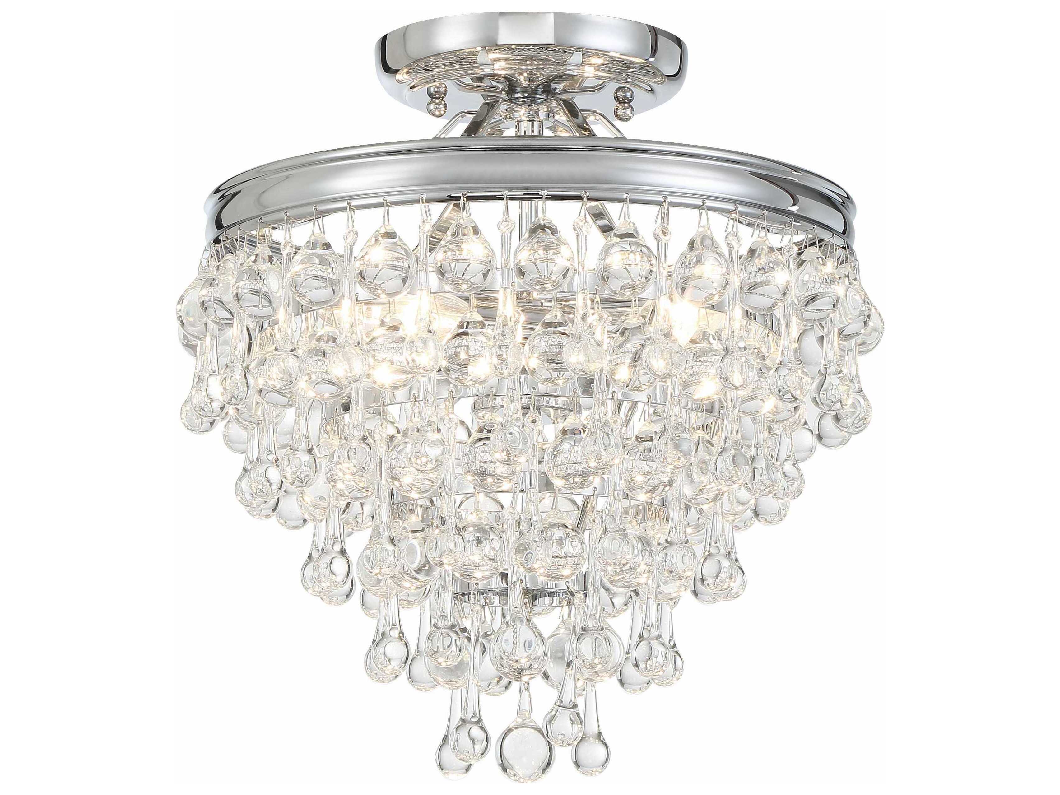 Crystorama Calypso 3-Light Chrome Glass Tiered Semi Flush Mount