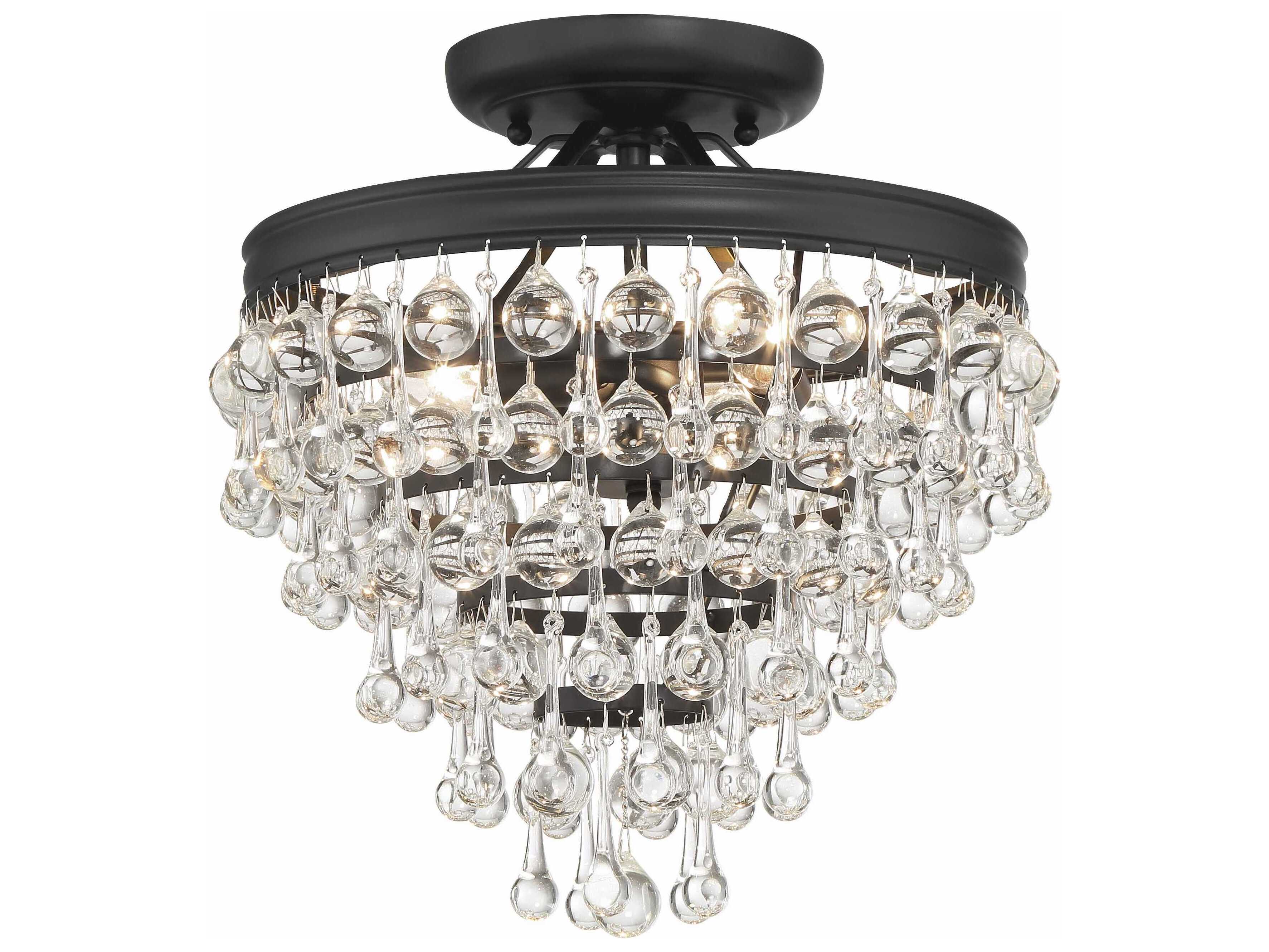 Crystorama Calypso 3-Light Chrome Glass Tiered Semi Flush Mount
