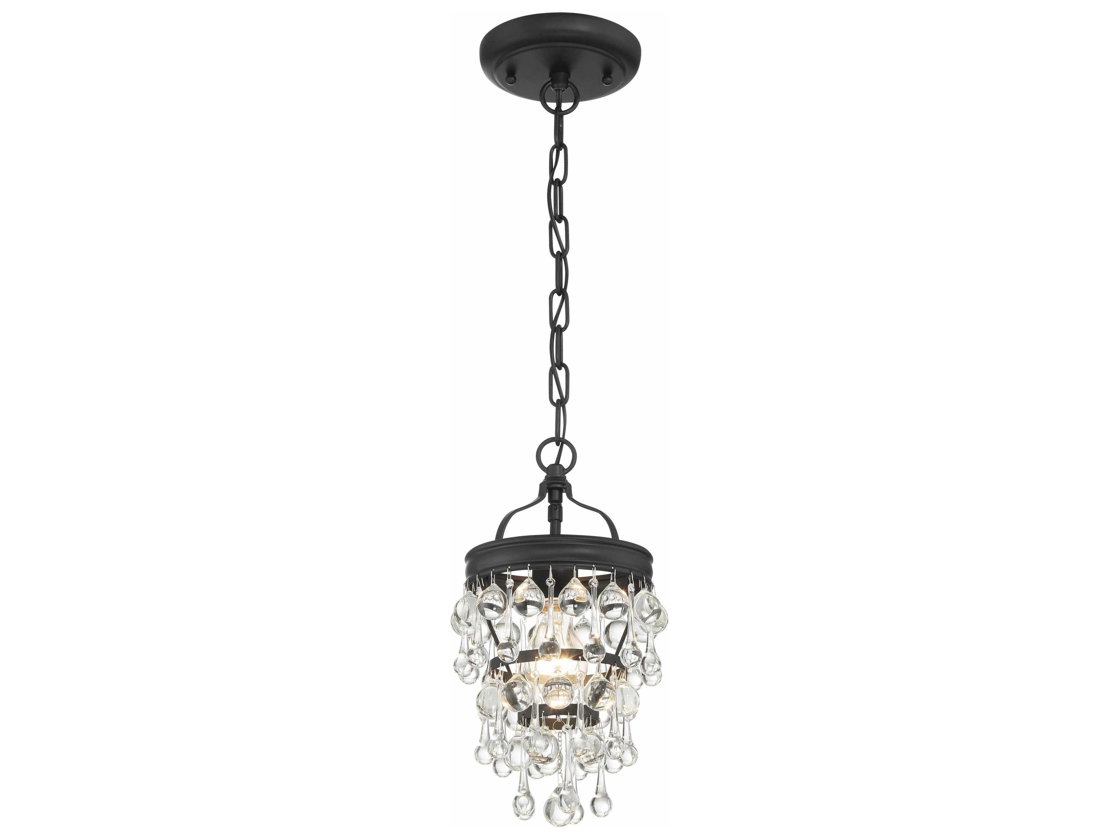 Crystorama Calypso 1-Light Nickel Crystal Glass Tiered Mini Pendant