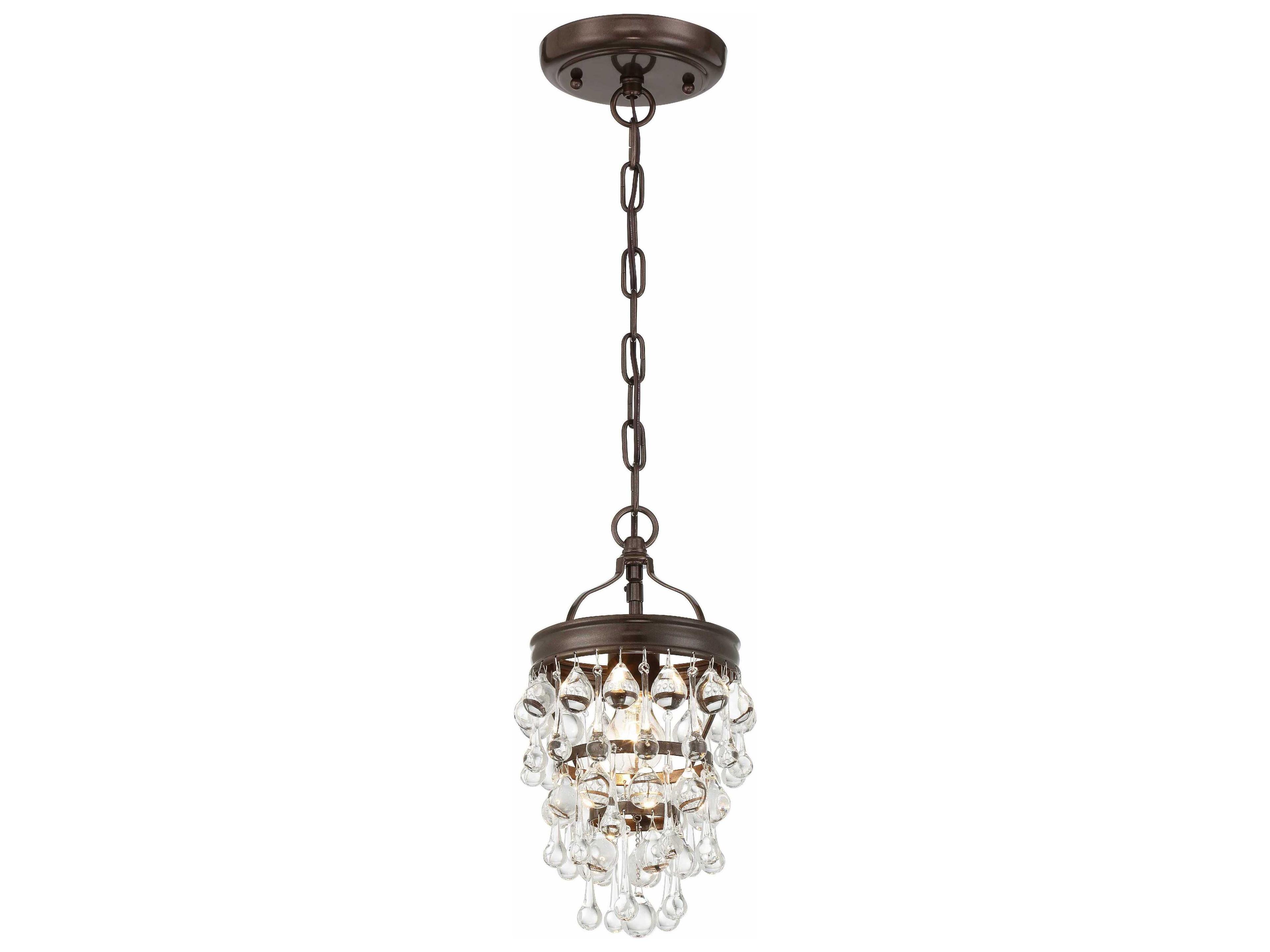 Crystorama Calypso 1-Light Nickel Crystal Glass Tiered Mini Pendant
