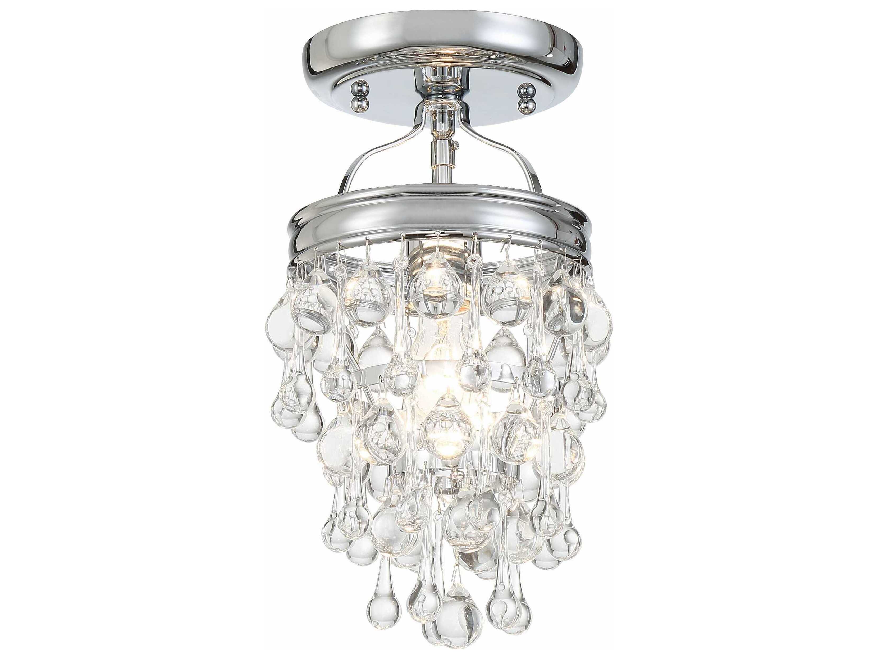 Crystorama Calypso 1-Light Chrome Glass Tiered Semi Flush Mount