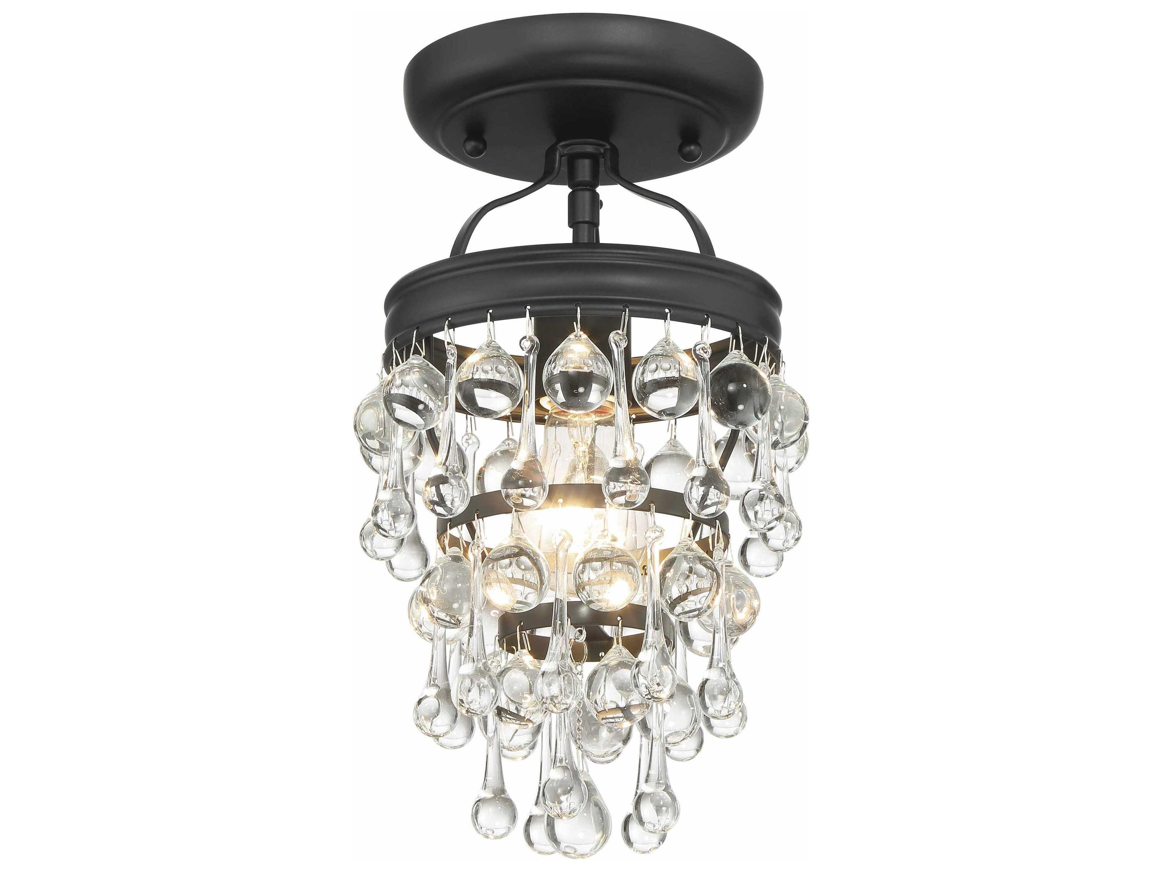 Crystorama Calypso 1-Light Chrome Glass Tiered Semi Flush Mount
